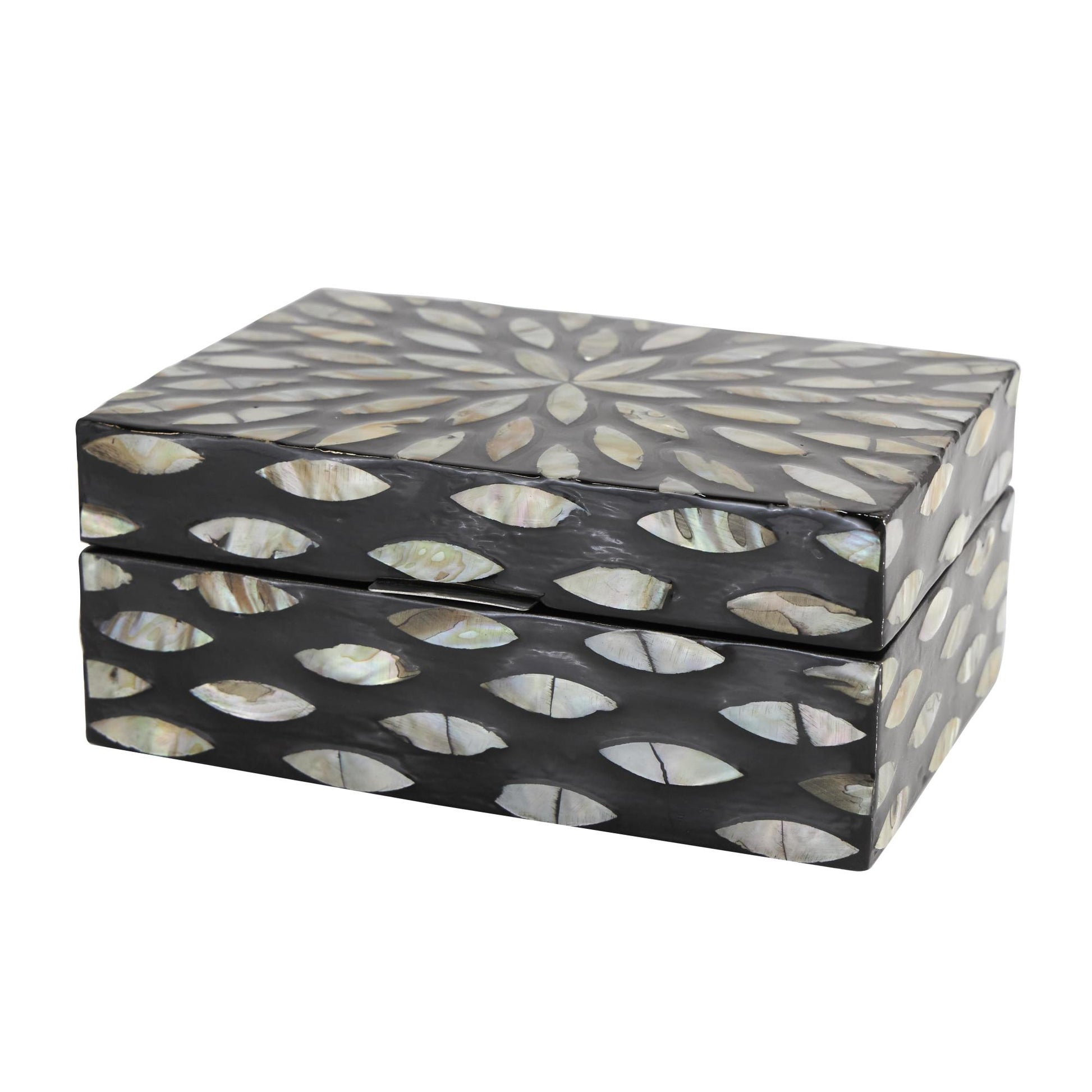 Set of 2 Fish Mother of Pearl Shell Decorative Box with Beige Accents Set of 2 12", 8"W