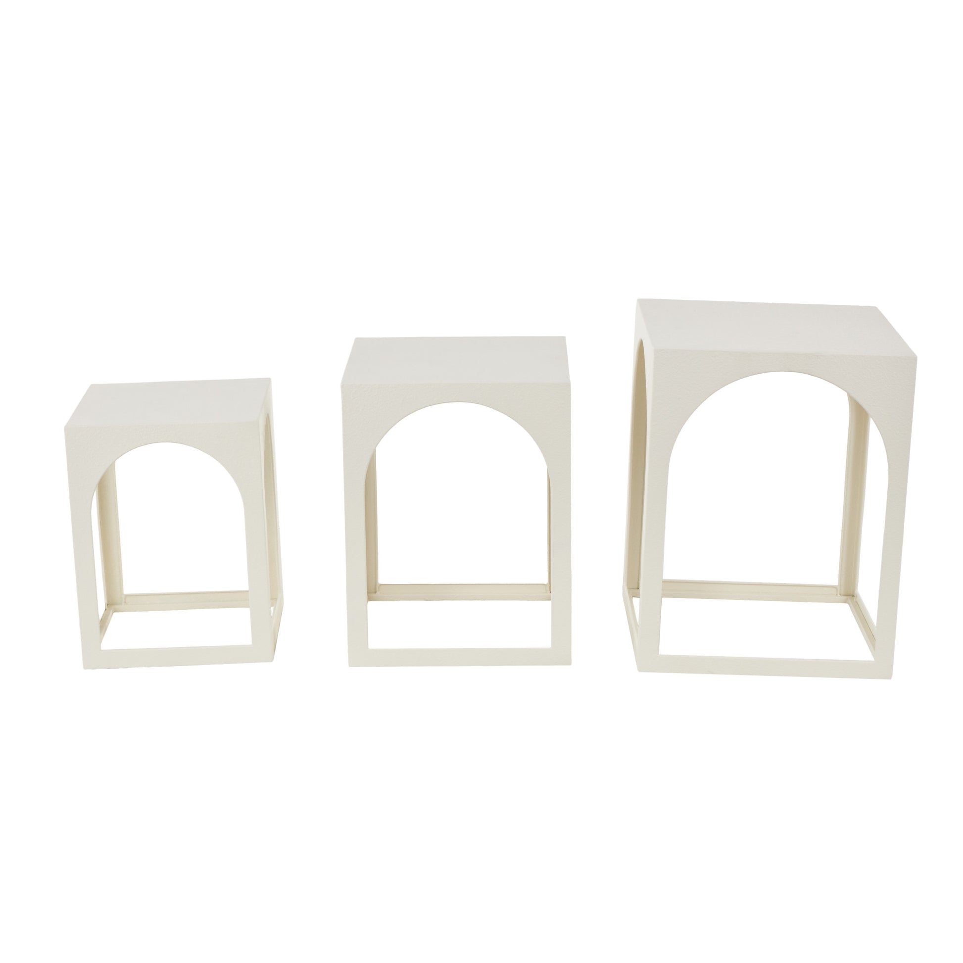 Set of 3 Metal Nested Side End Accent Table with Arched Cutouts