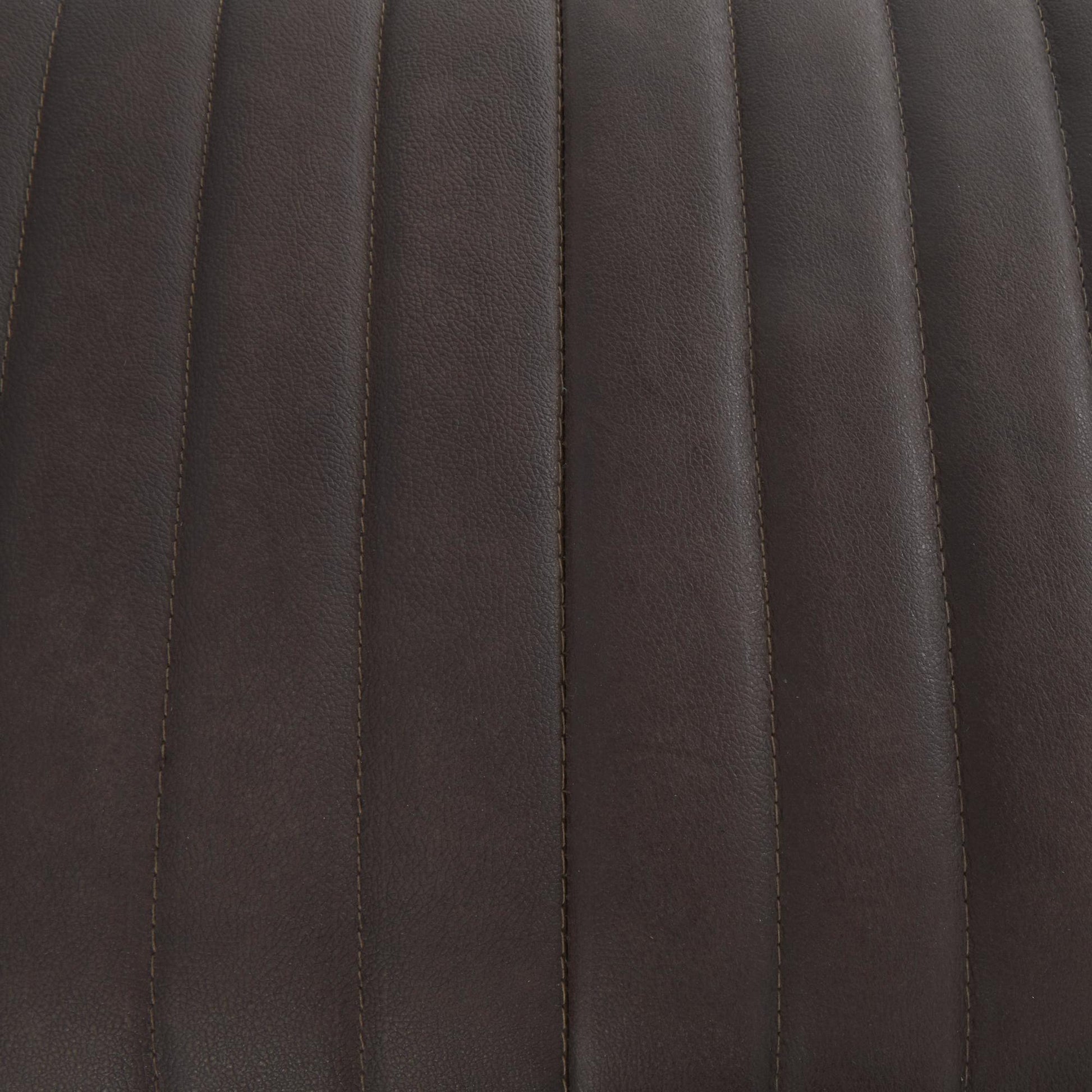Leather Upholstered Home Bench with Linear Tufted Panels and Black Metal Hairpin Legs