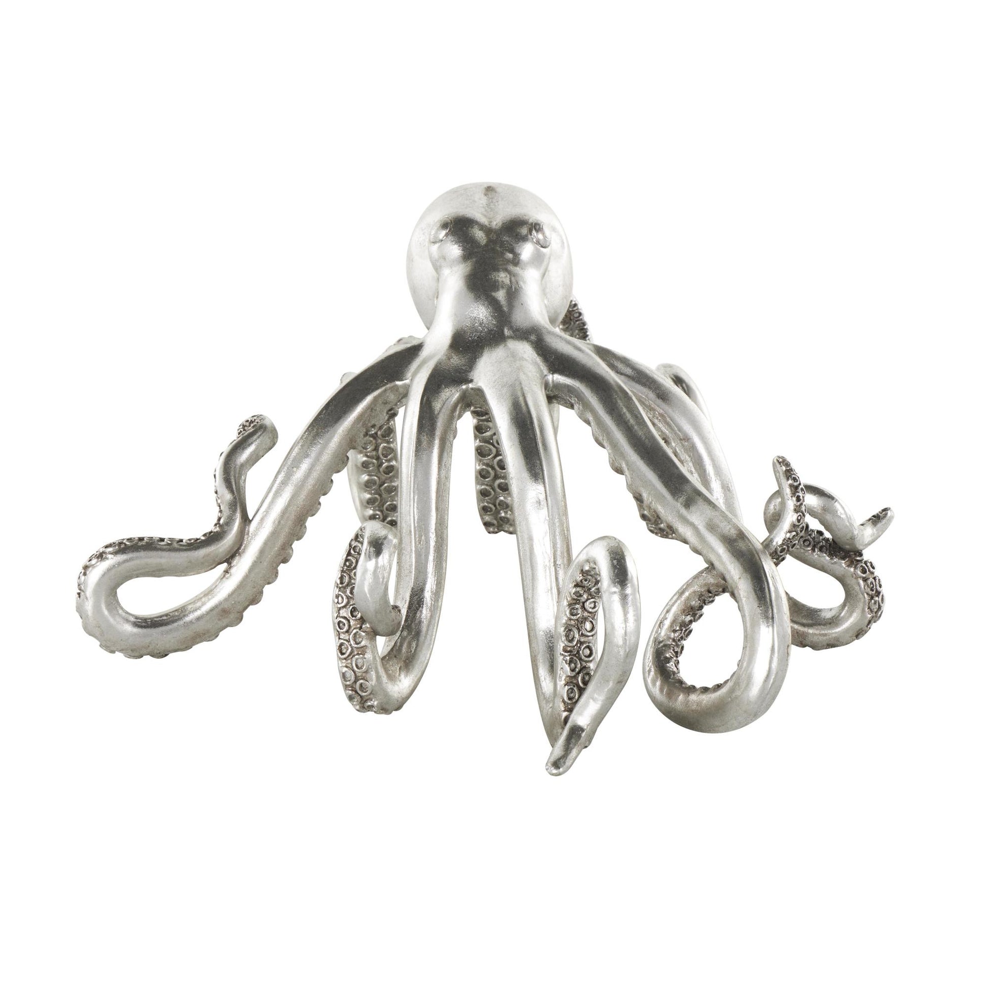 Octopus Silver Resin Laying Decorative Sculpture