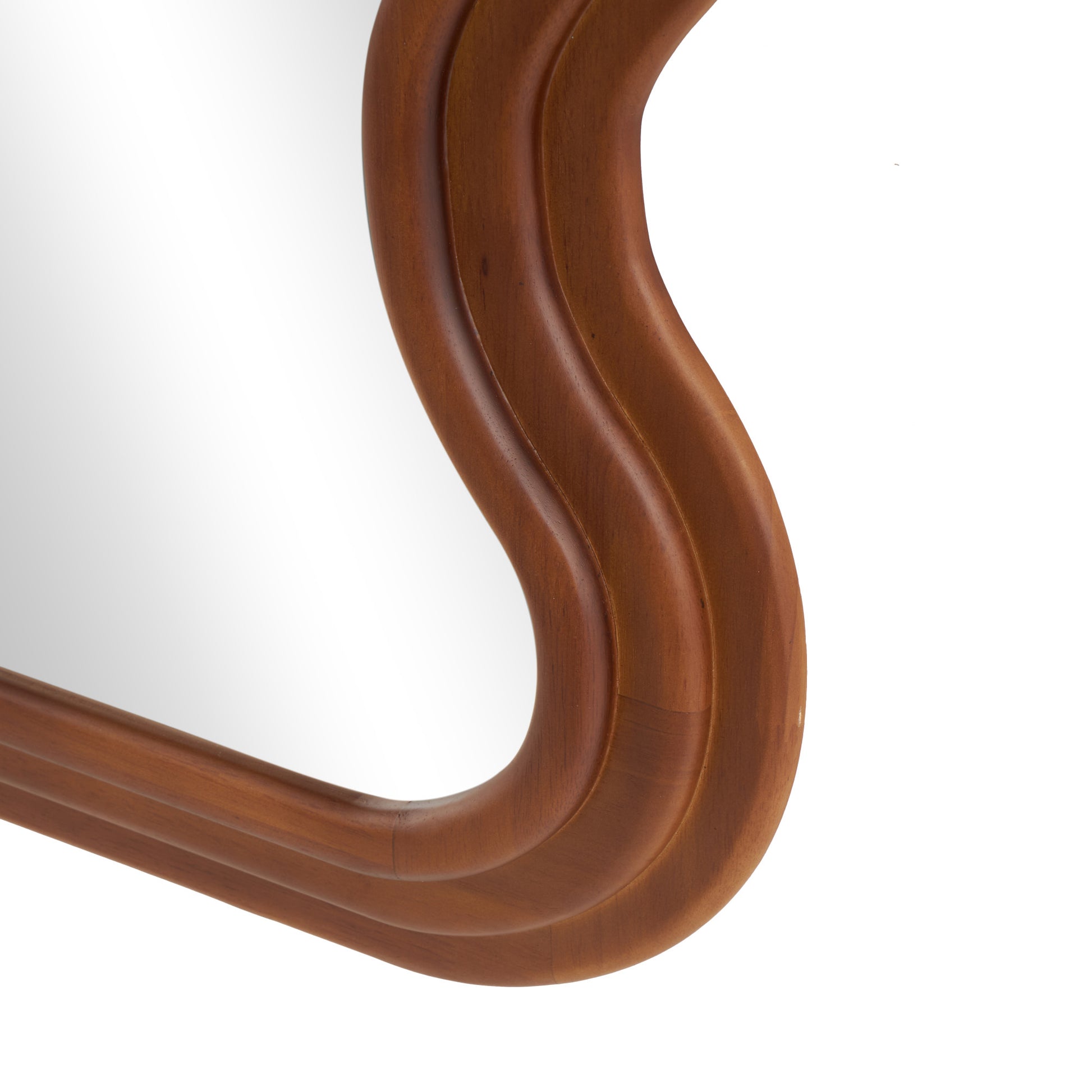 Wood Wavy Room Wall Mirror with Dimensional Carved Frame 20" x 2" x 39"