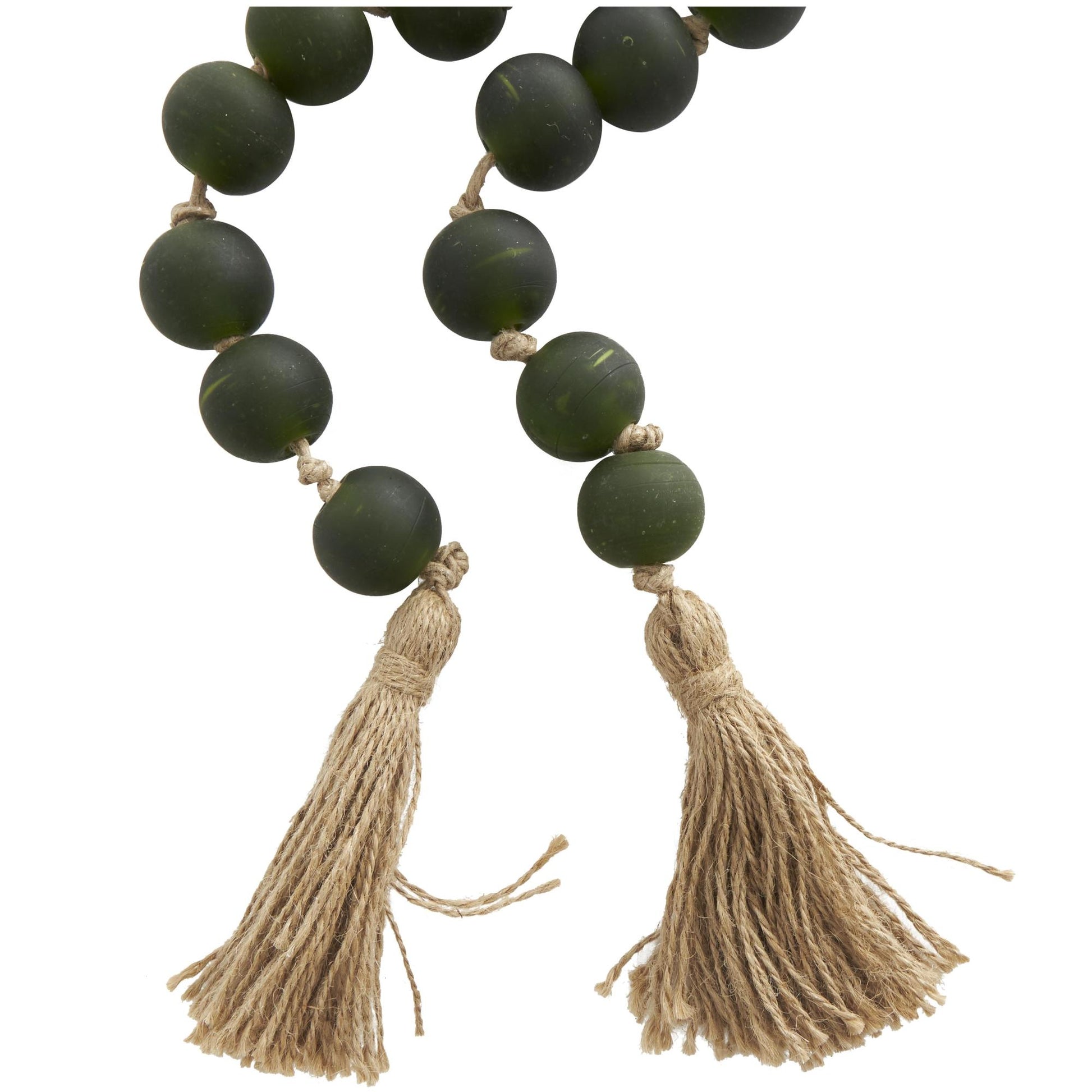Glass Handmade Round Beaded Garland with Tassel with Knotted Brown Jute