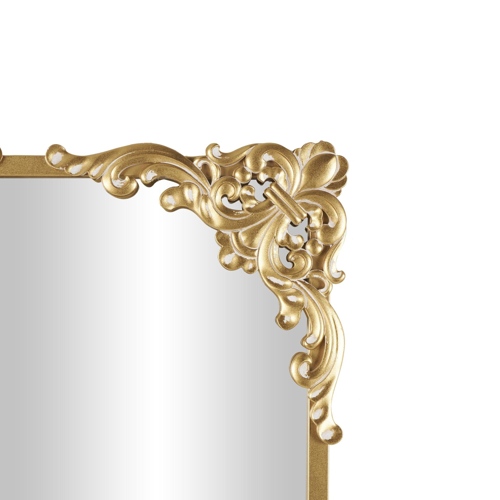 Scroll Gold Metal Tall Ornate Baroque Room Floor Mirror