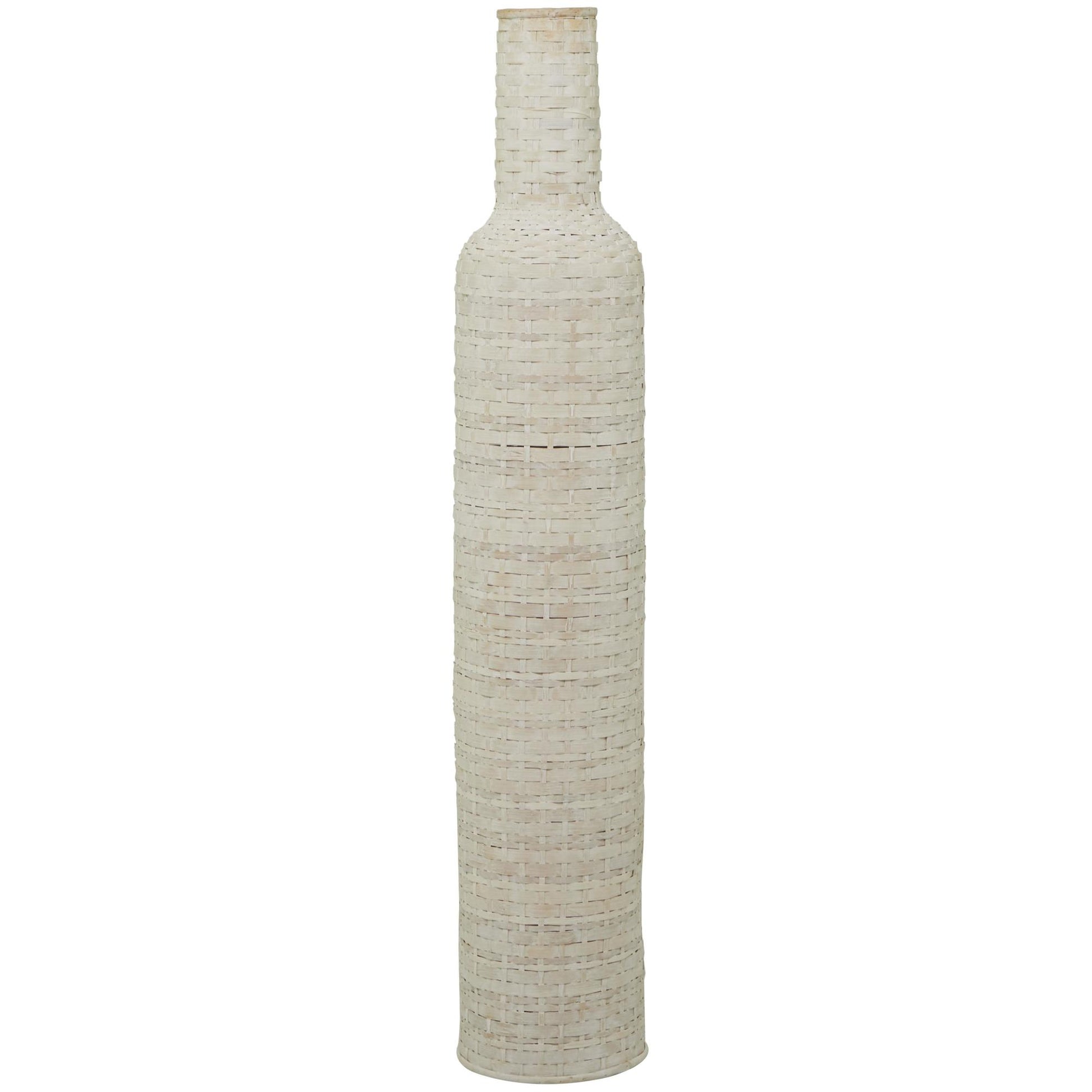 White Bamboo Wood Tall Woven Floor Decorative Vase