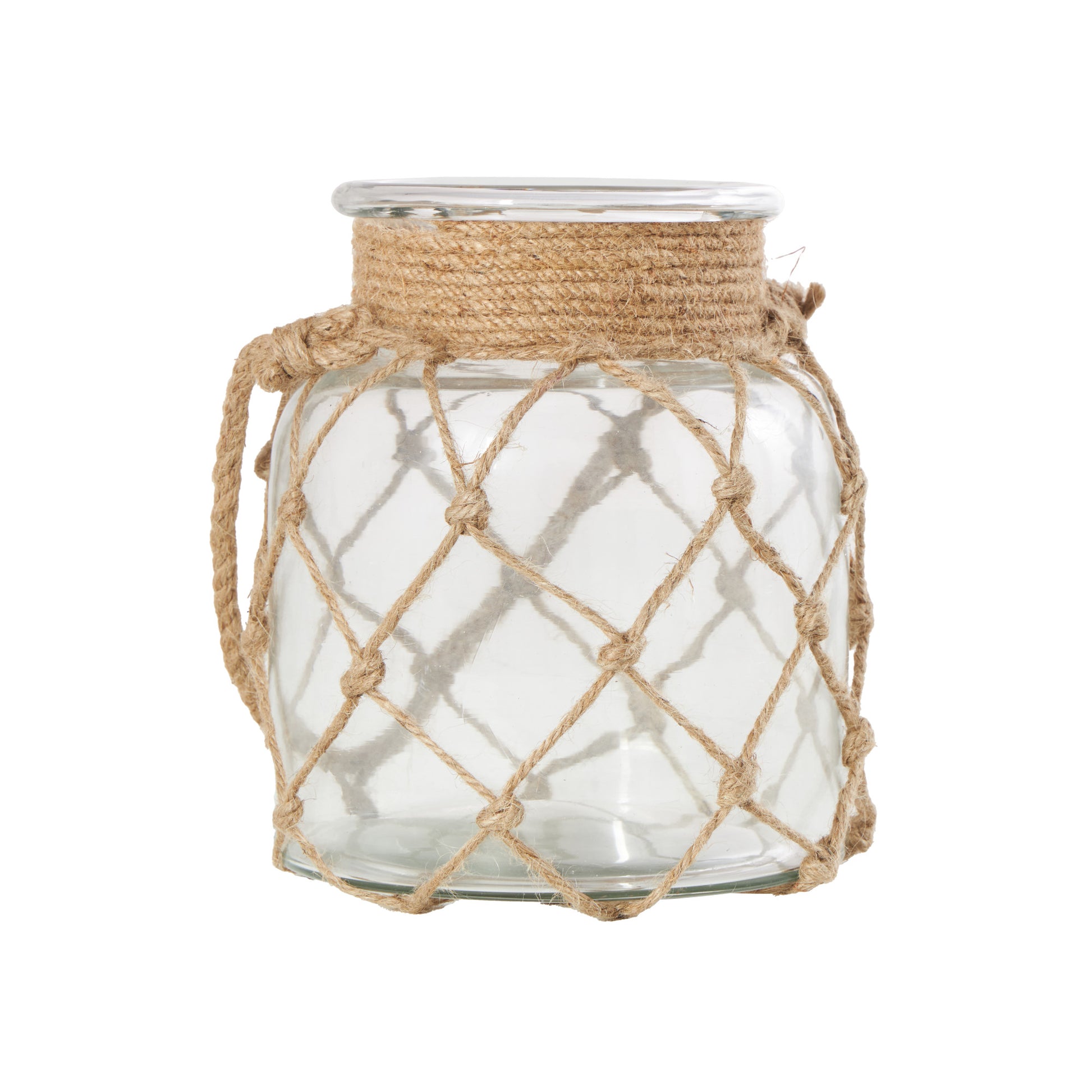 Brown Glass Handmade Decorative Indoor Outdoor Candle Lantern with Hanging Rope