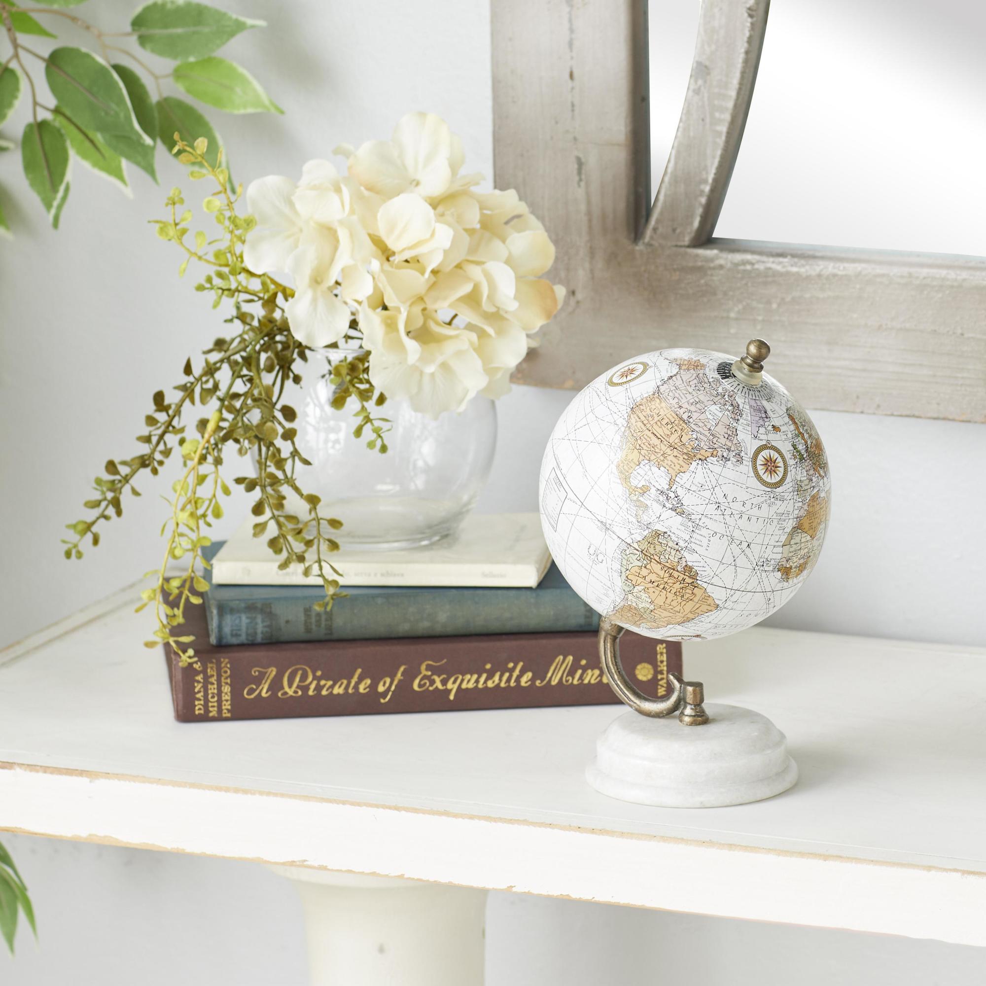 World Map White Marble Educational/Geographic Earth Globe with White Marble Base