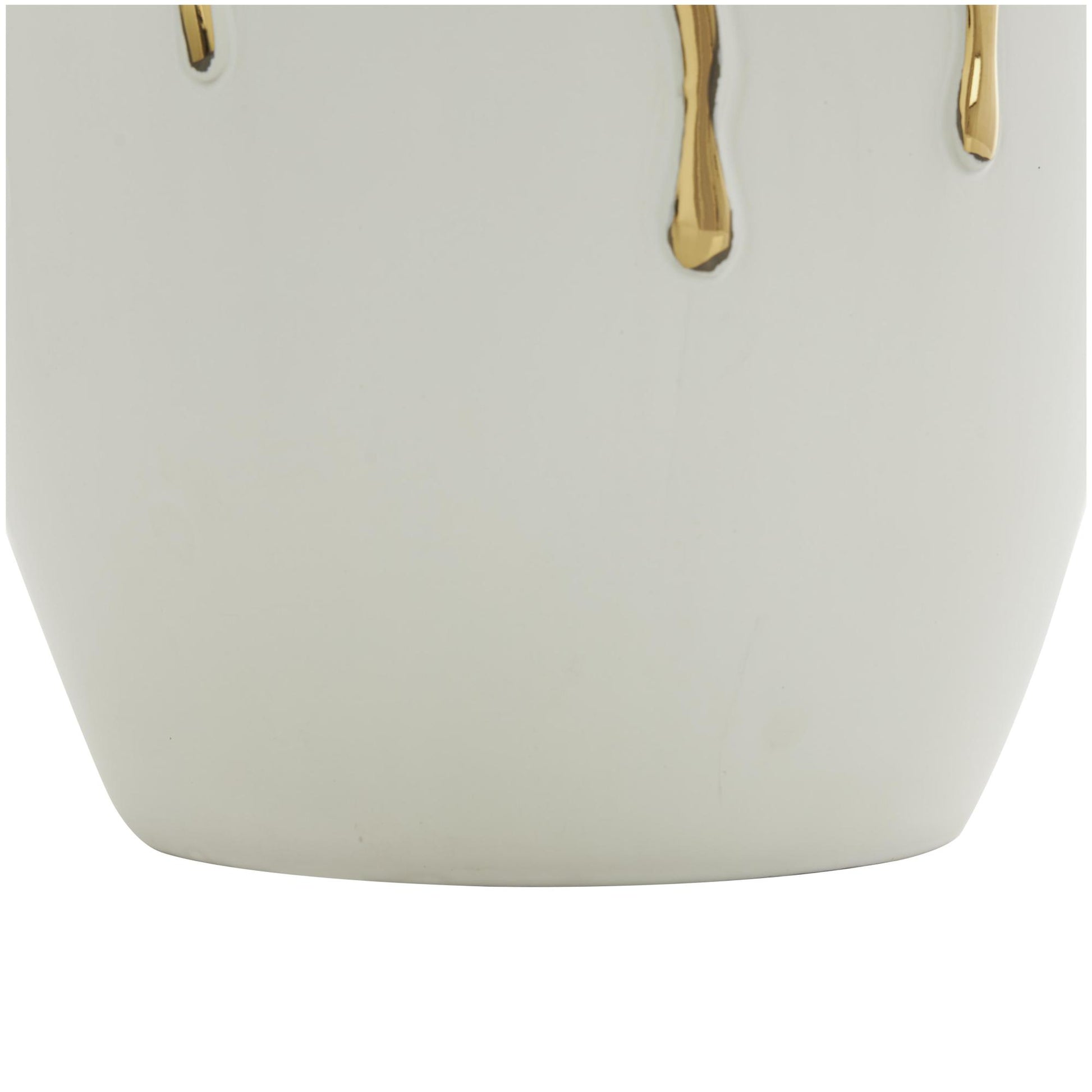 CosmoLiving by Cosmopolitan Abstract Ceramic Decorative Vase with Abstract Gold Melting Drips
