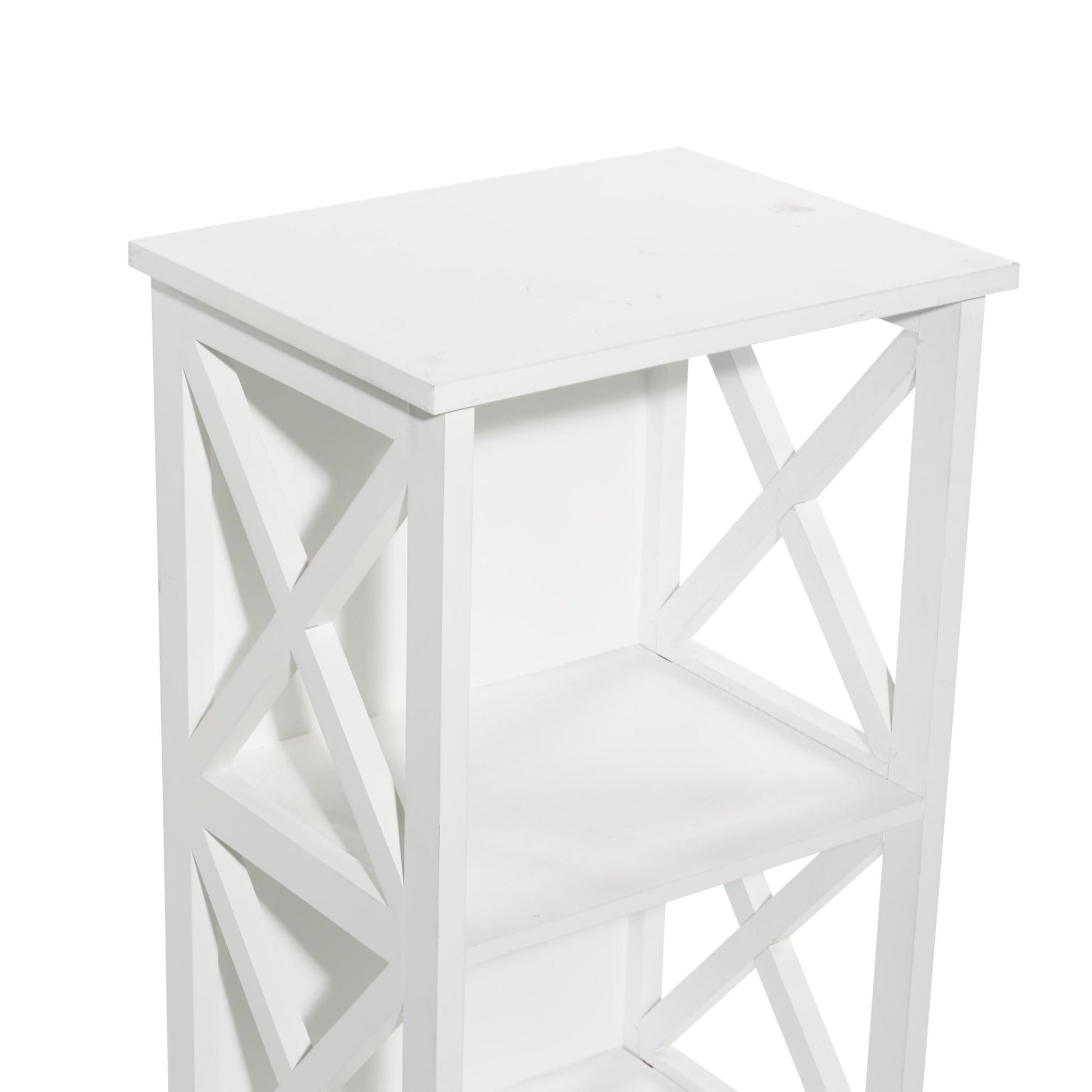 White Wooden 4 Shelf Storage Shelving Unit