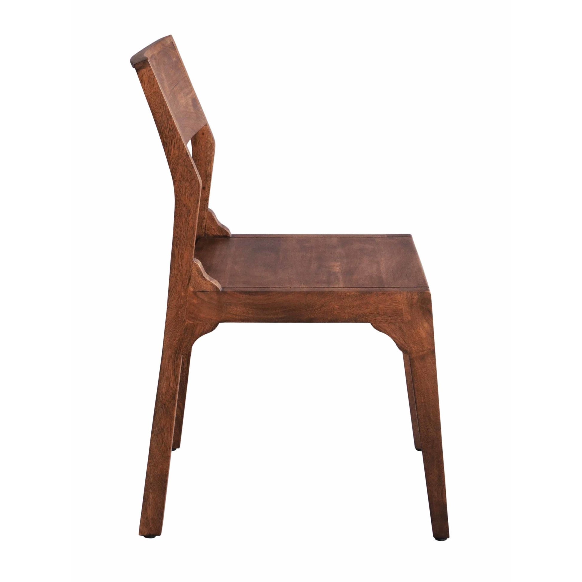 Brown Wood Kitchen Dining Chair with Angled Back Rest and Natural Wood Grains