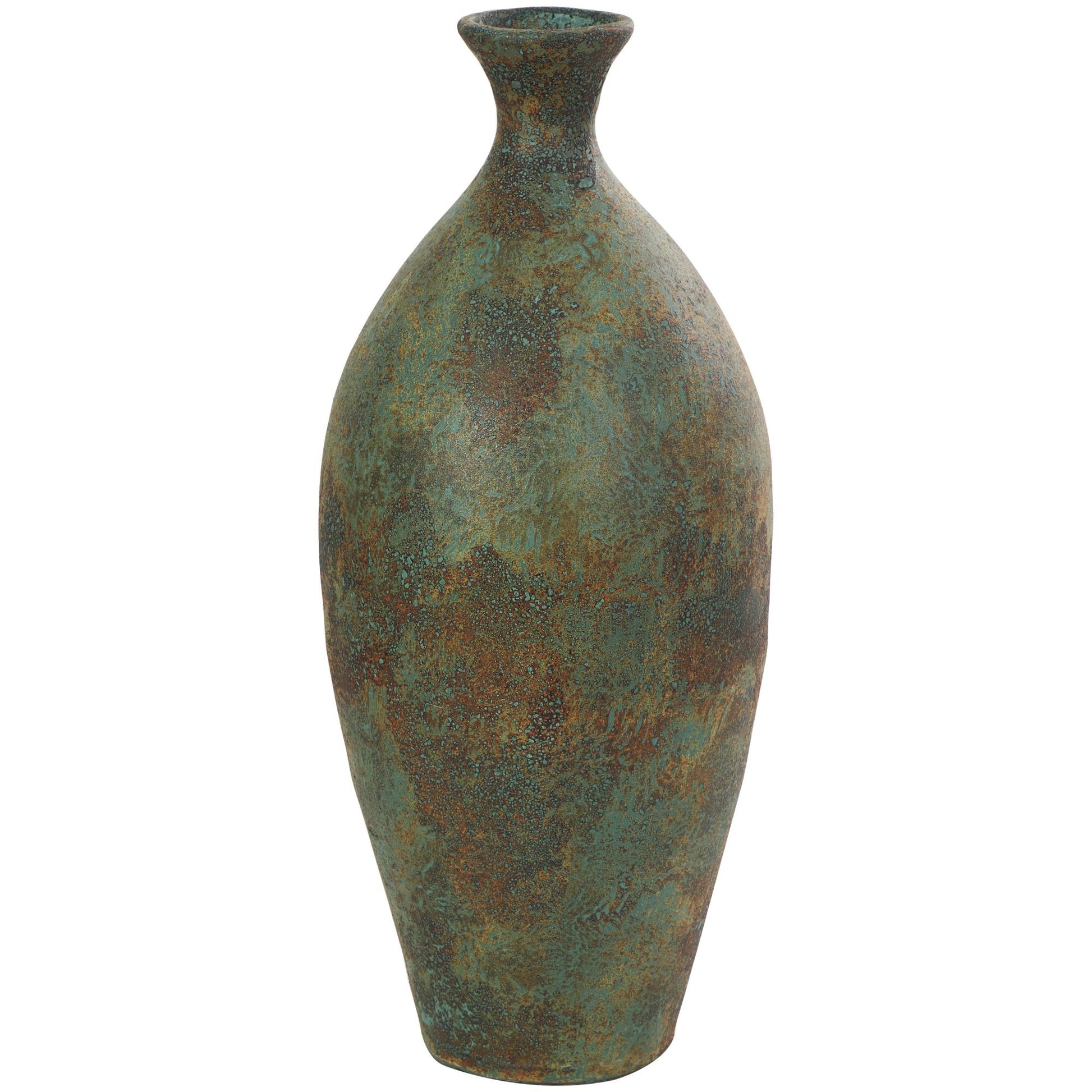 Green Ceramic Distressed Antique Style Decorative Vase