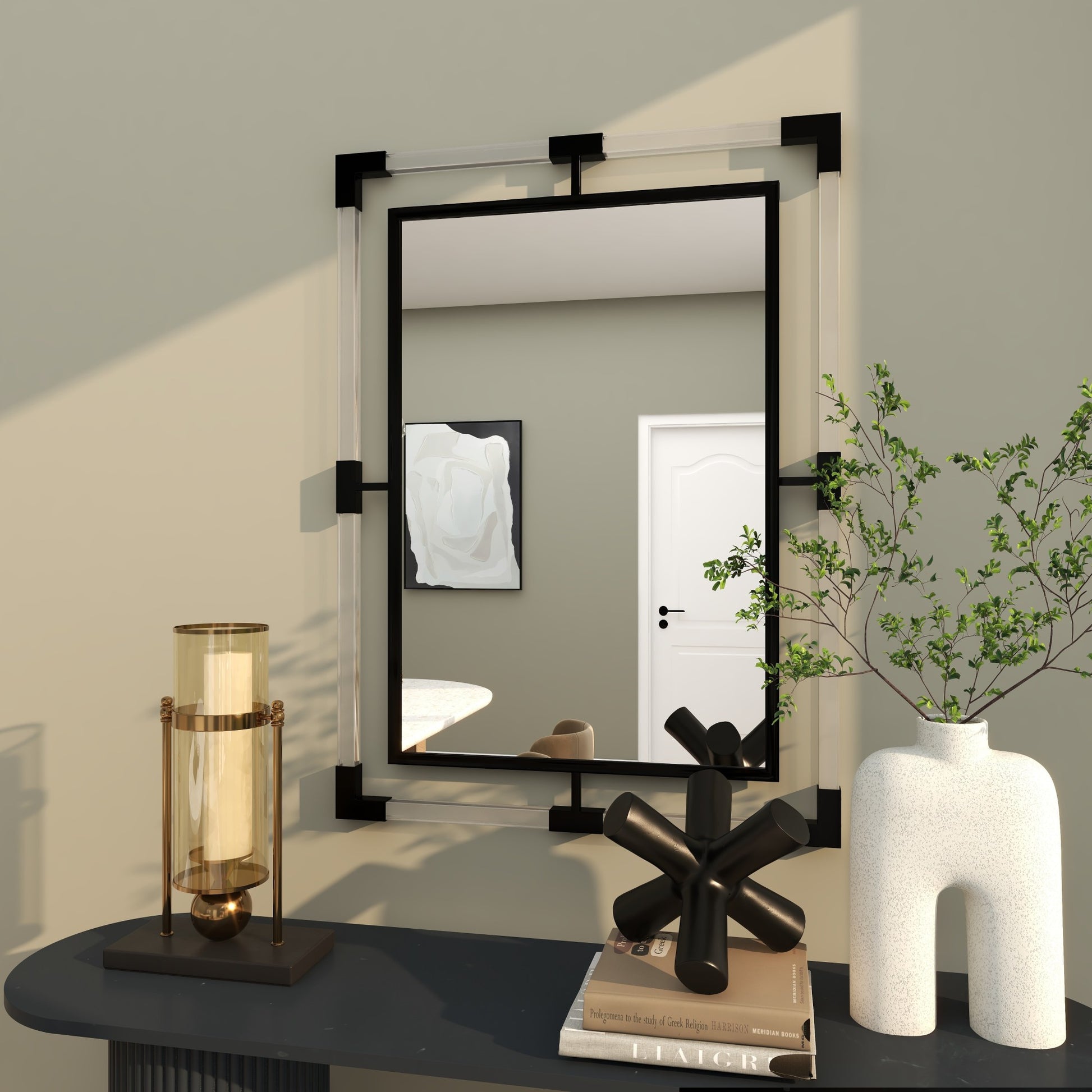 Metal Double Framed Room Wall Mirror with Acrylic Frame