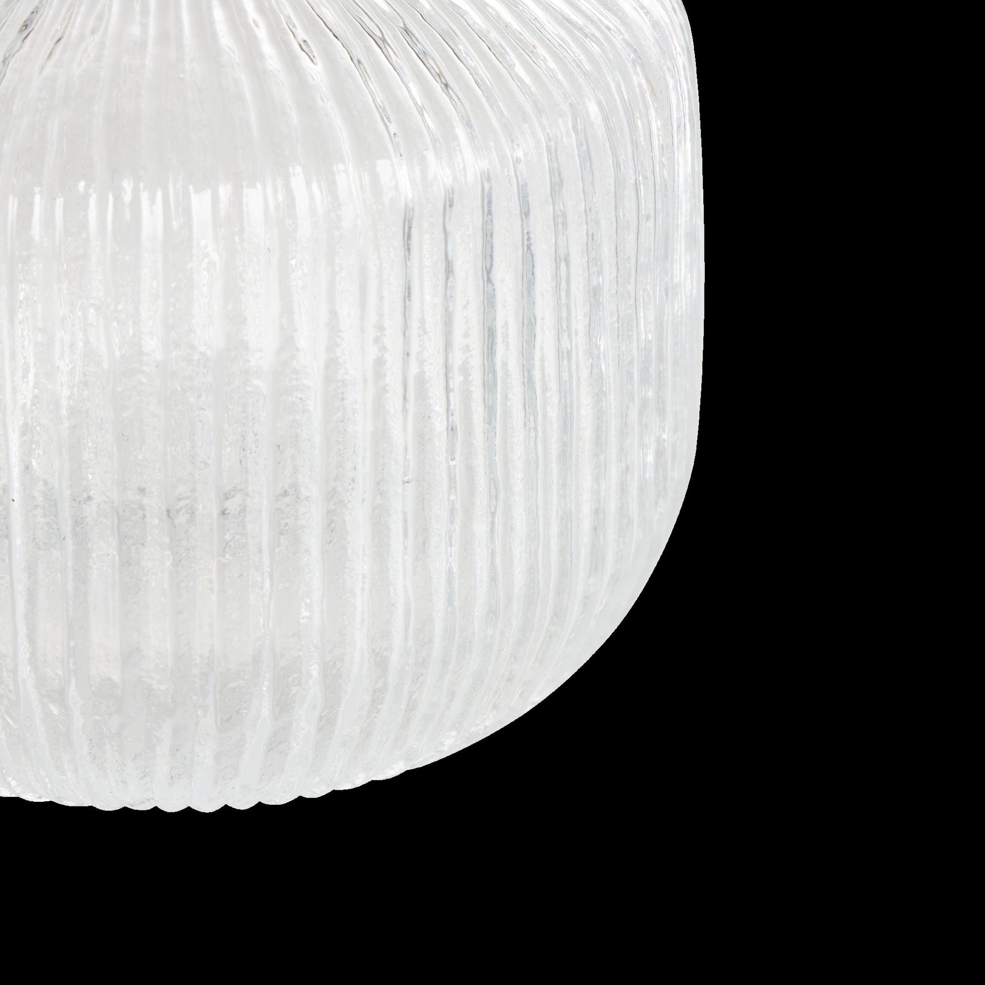 Clear Glass Short Round Ribbed Fluted Decorative Vase