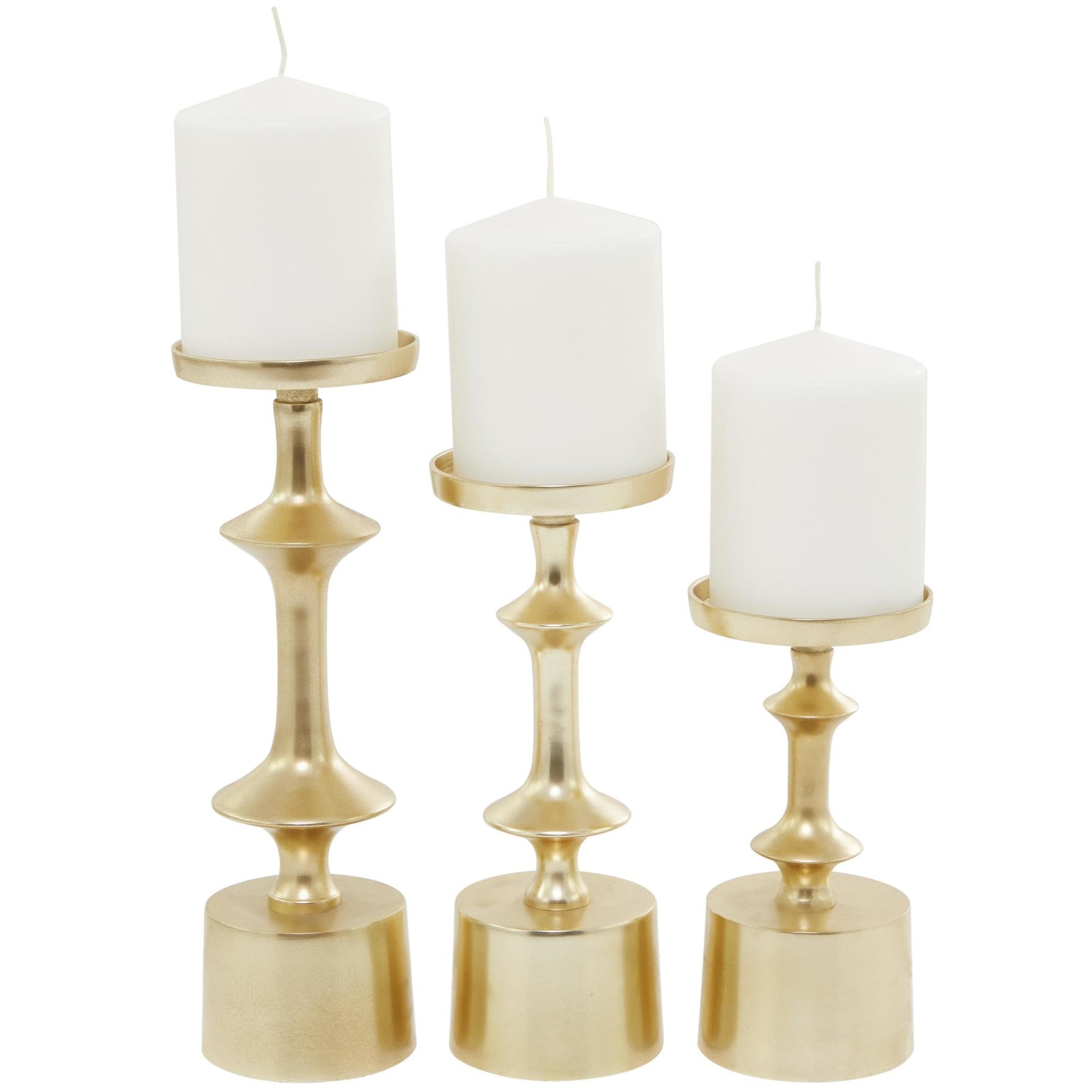 CosmoLiving by Cosmopolitan Set of 3 Aluminum Metal Pillar Decorative Candle Holder