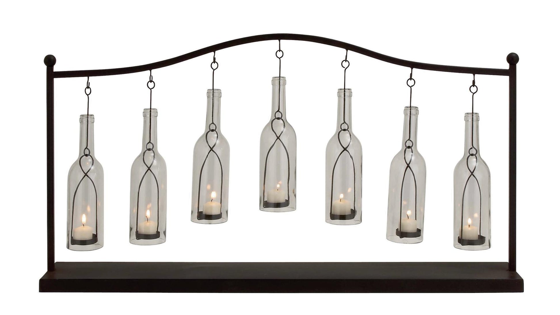 Black Metal Hanging Bottle Decorative Indoor Outdoor Candle Lantern