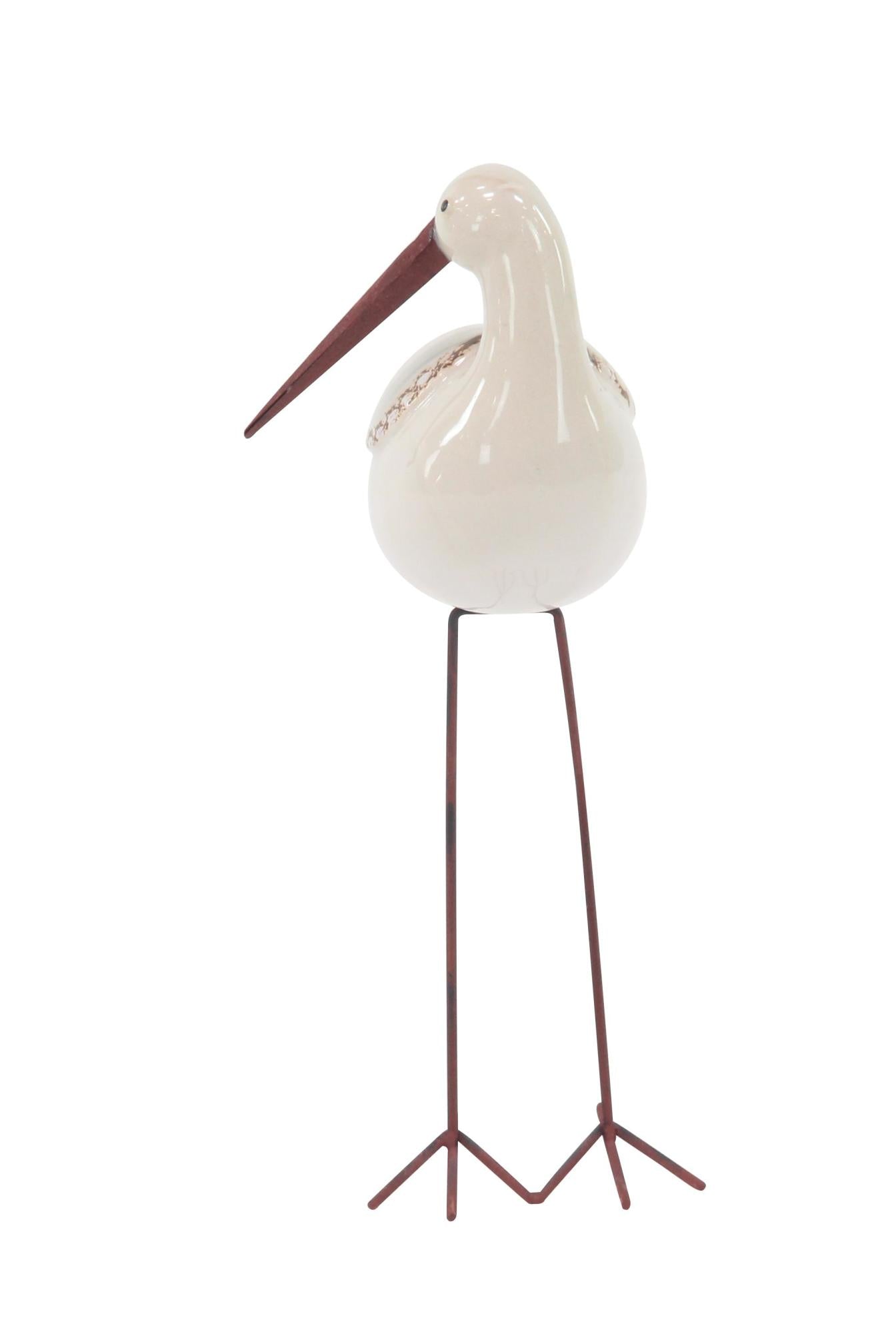 Set of 3 Bird White Ceramic Decorative Sculpture