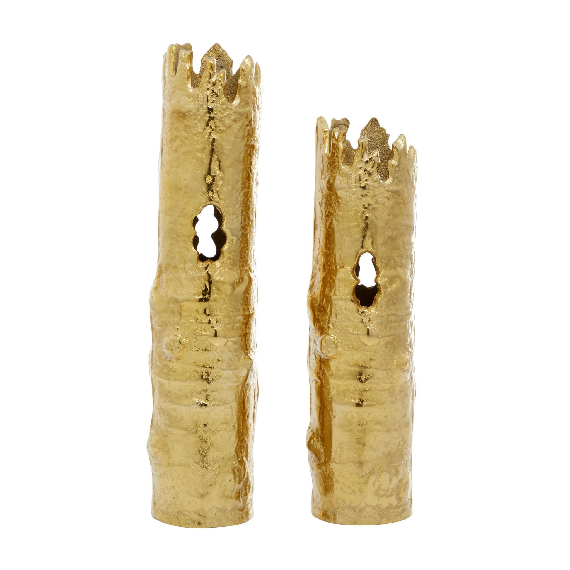 CosmoLiving by Cosmopolitan Set of 2 Tree Aluminum Metal Trunk Inspired Decorative Vase