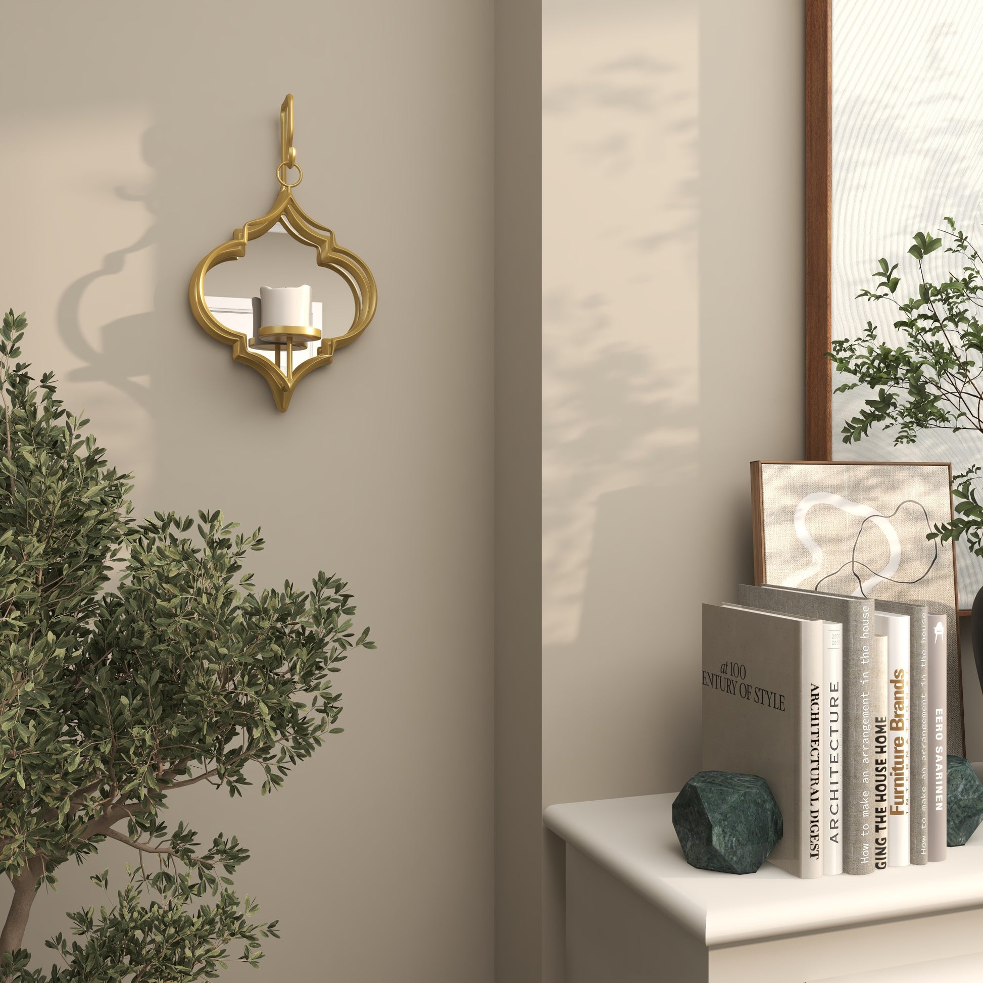 CosmoLiving by Cosmopolitan Geometric Metal Wall Hanging Pillar Indoor Outdoor Wall Sconce