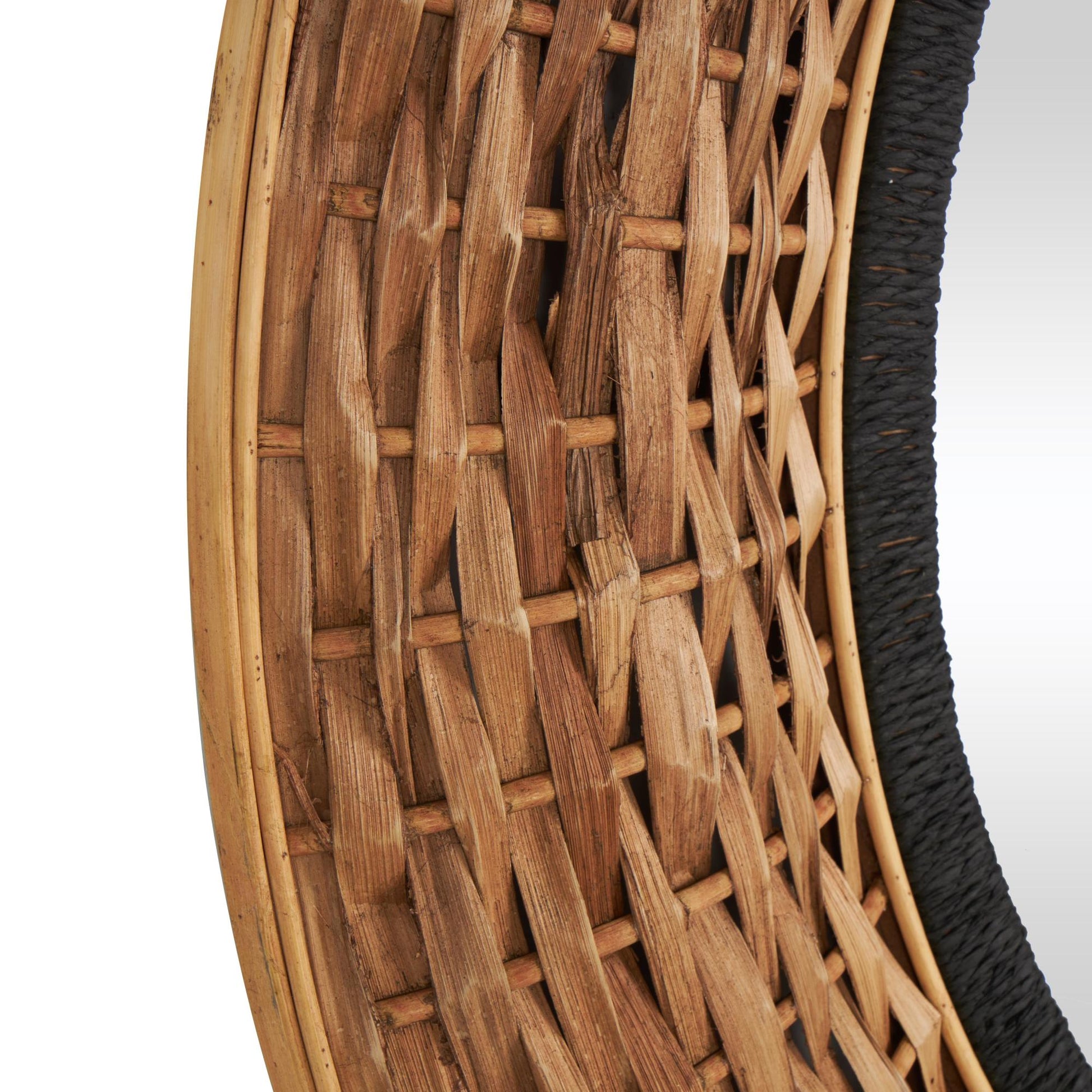 Tribal Brown Seagrass Handmade Room Wall Mirror with Black Inner Frame