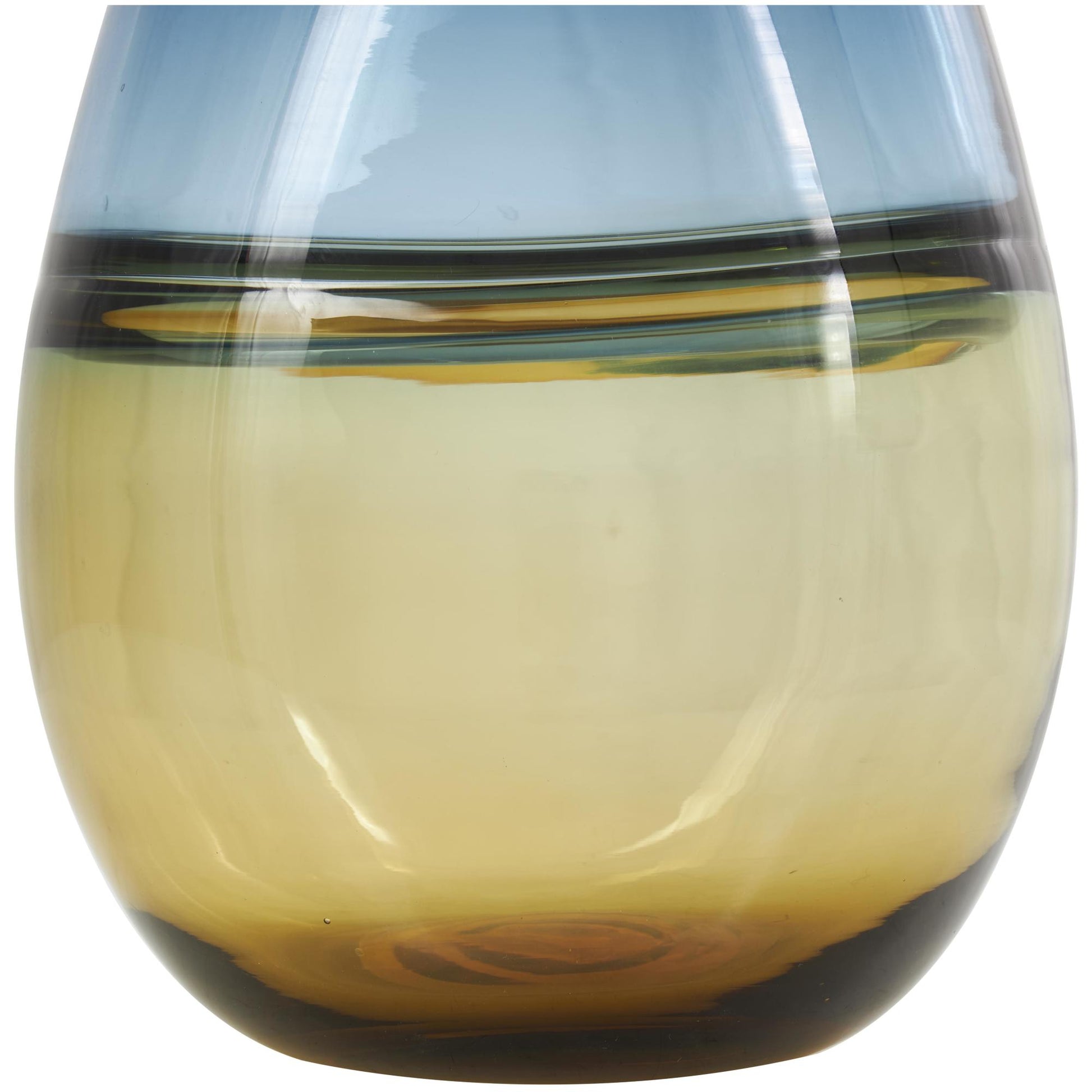 Blue Glass Handmade Ombre Decorative Vase with Yellow Base