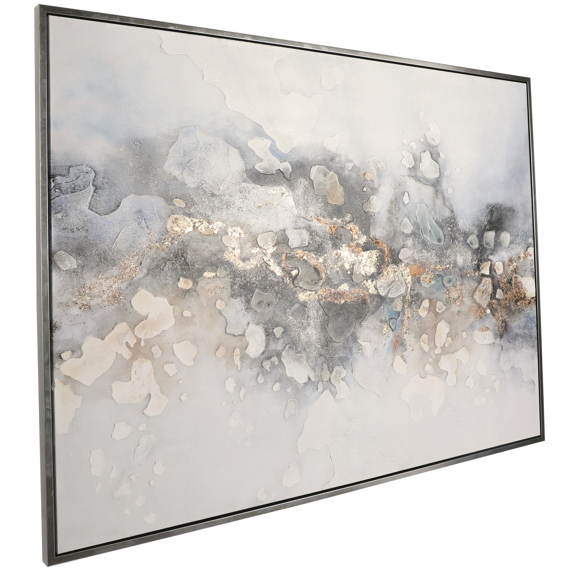 Abstract Multi Colored Canvas Watercolor Living Room Framed Wall Art with Gold Foil Accents