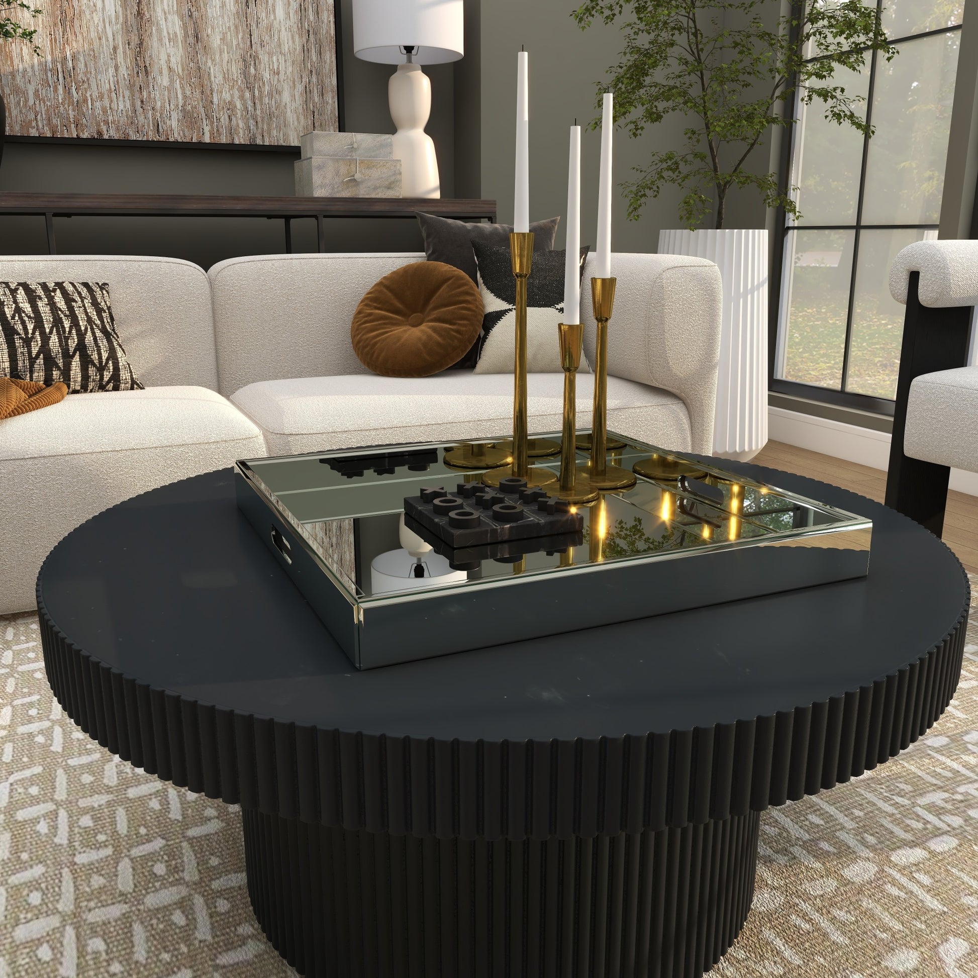 Silver Wooden Mirrored Living Room Decor Tray