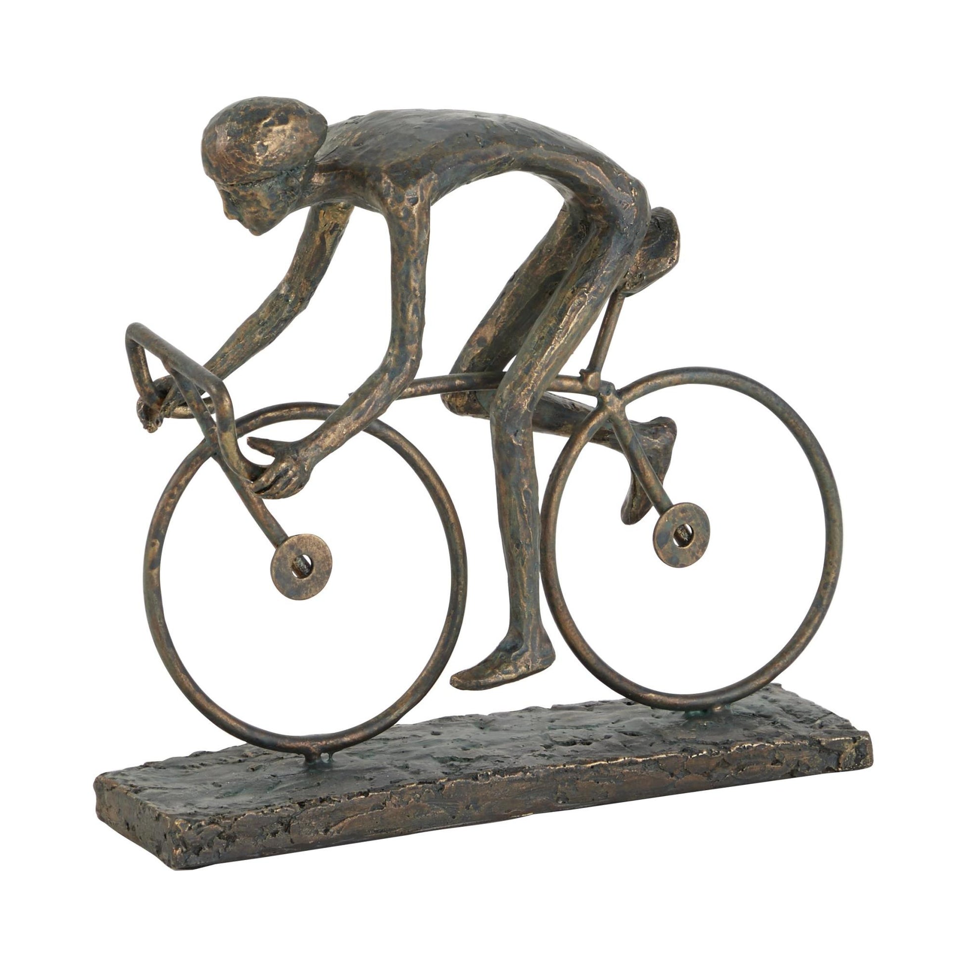 People Bronze Polystone Decorative Sculpture with Bike