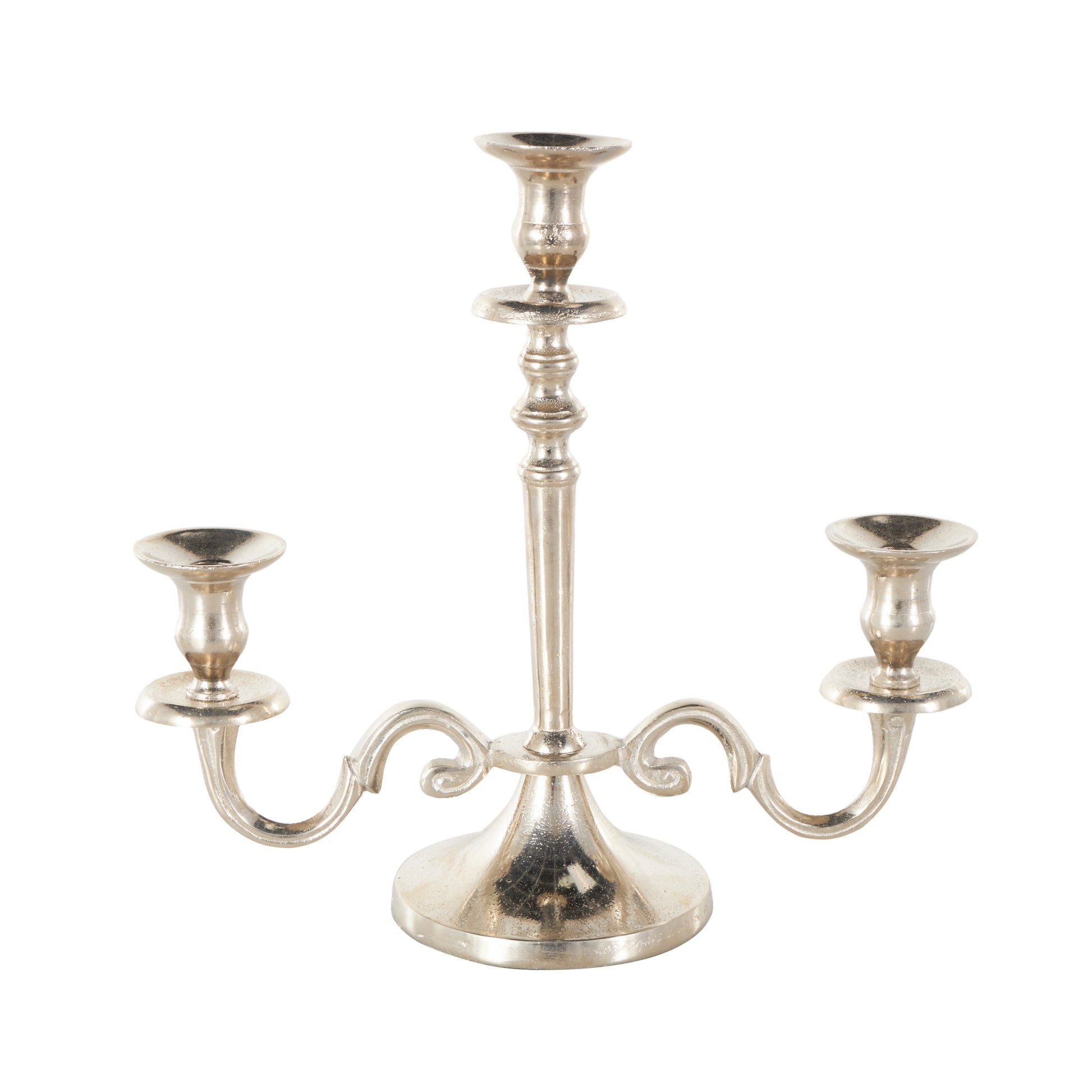 Scroll Silver Aluminum Metal Decorative Candelabra