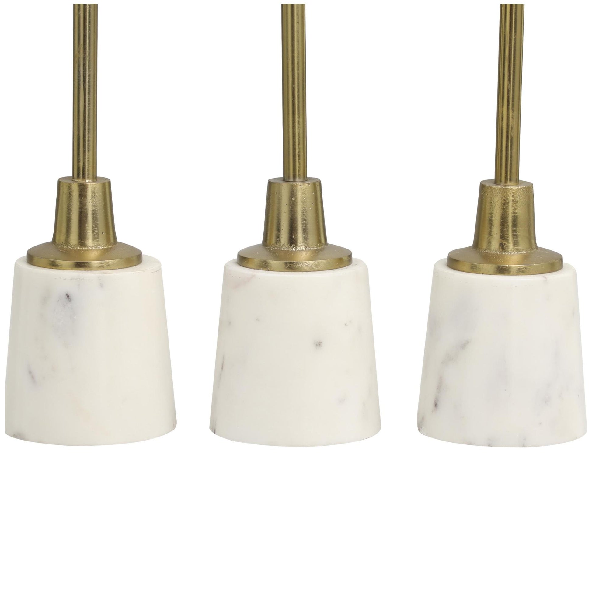 Set of 3 Gold Aluminum Metal Slim Decorative Candle Holder with White Marble Base