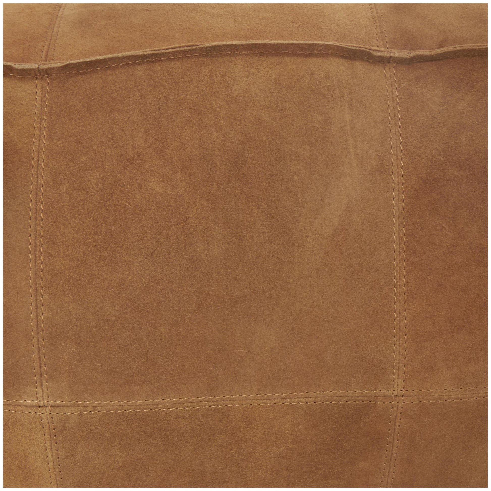 Leather Low Profile Square Stuffed Pouf with Patchwork Design