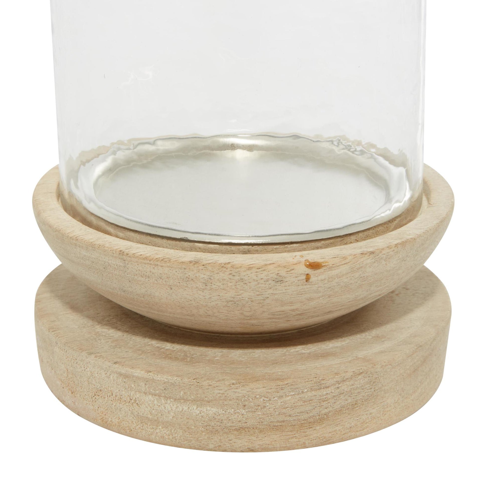Cream Wood Single Candle Room Hurricane Lamp