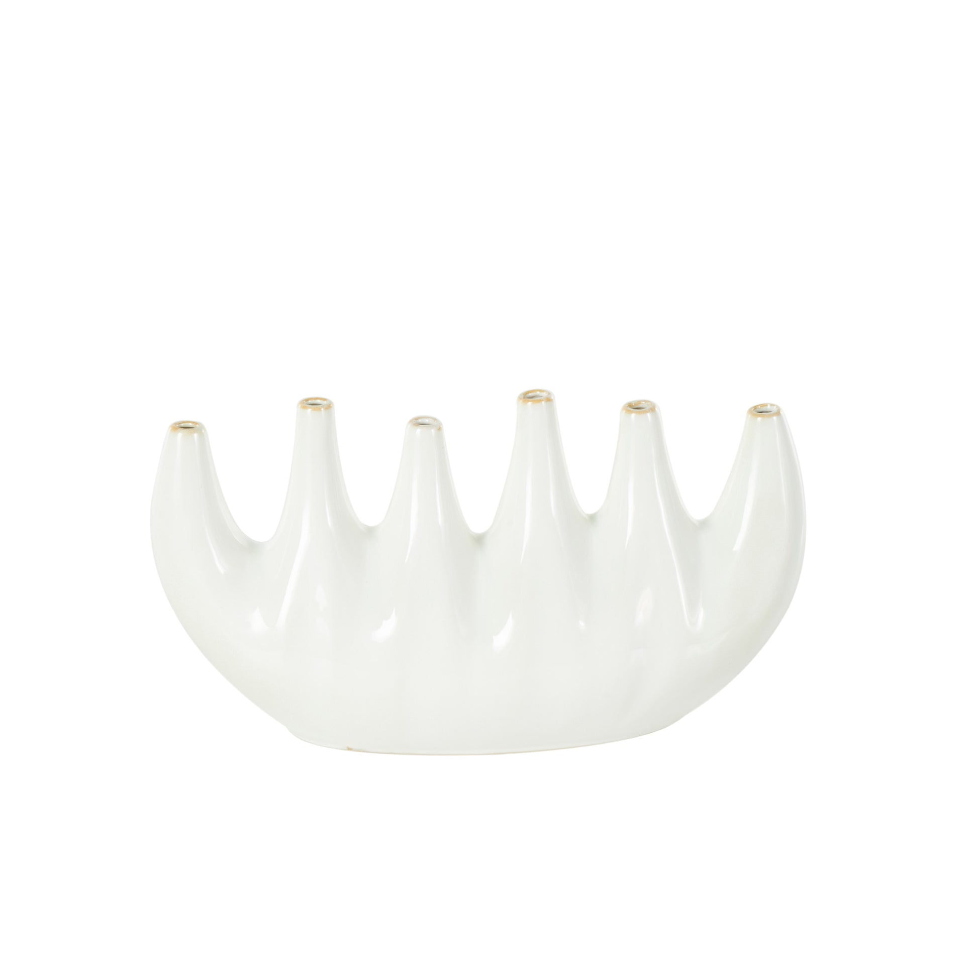 Abstract White Ceramic Decorative Vase with Multiple Openings