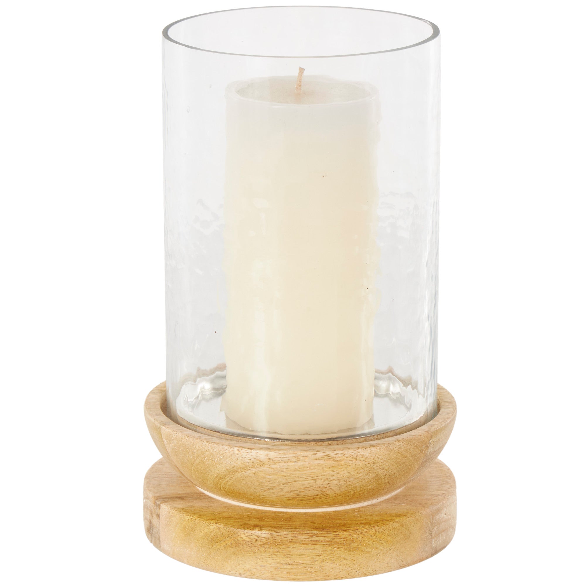 Cream Wood Single Candle Room Hurricane Lamp