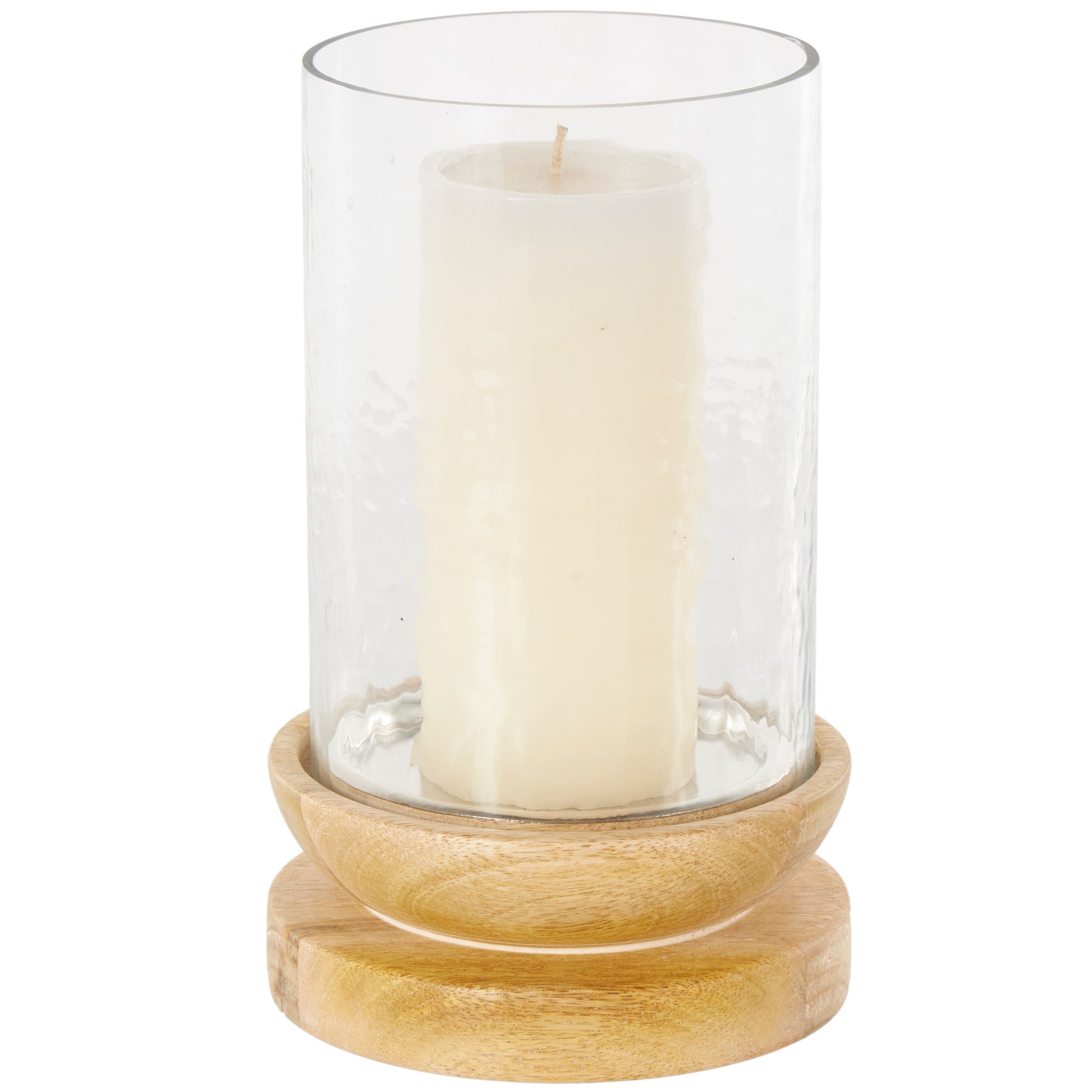 Cream Wood Single Candle Room Hurricane Lamp