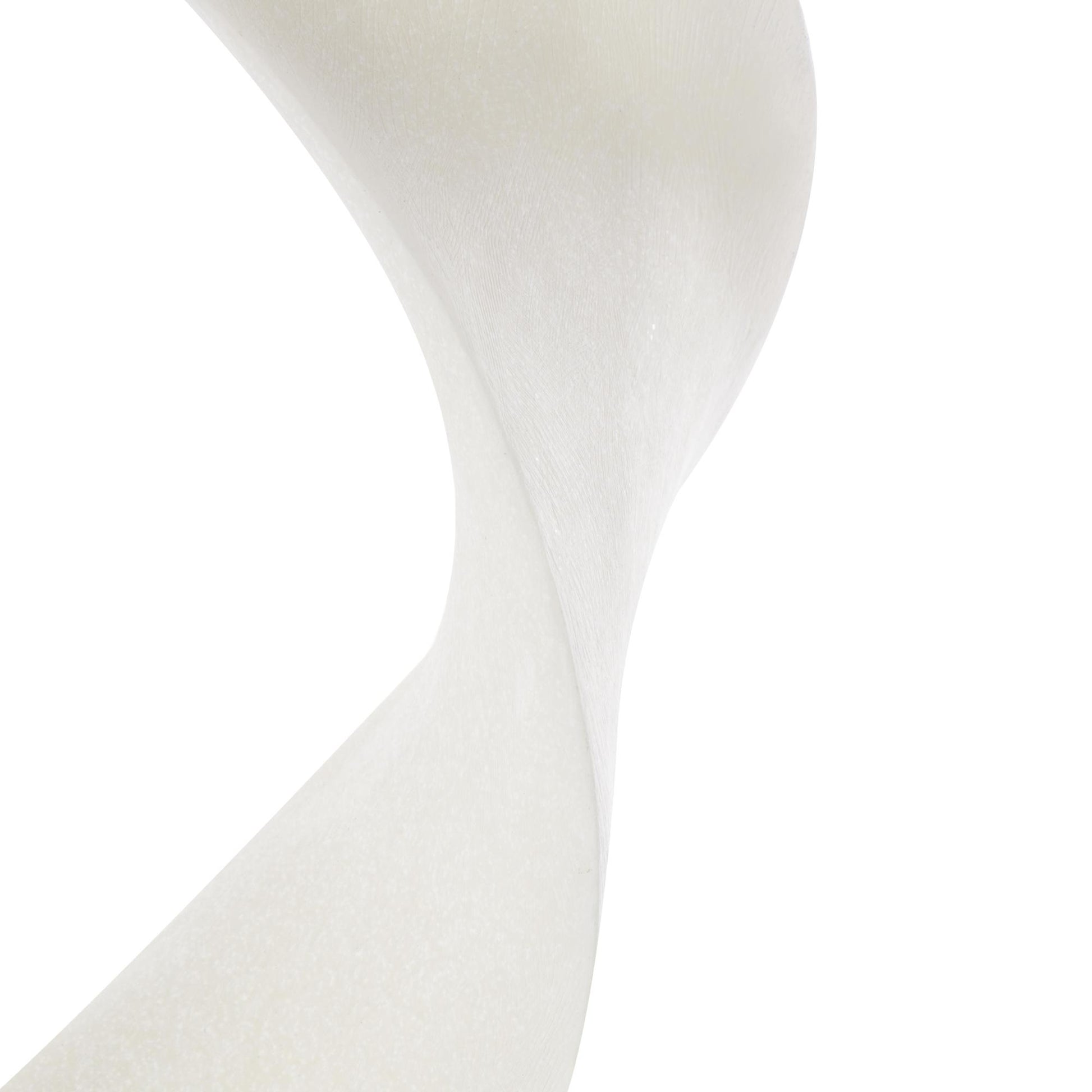 Abstract White Polystone Textured Open Wave Decorative Sculpture with Elevated Base