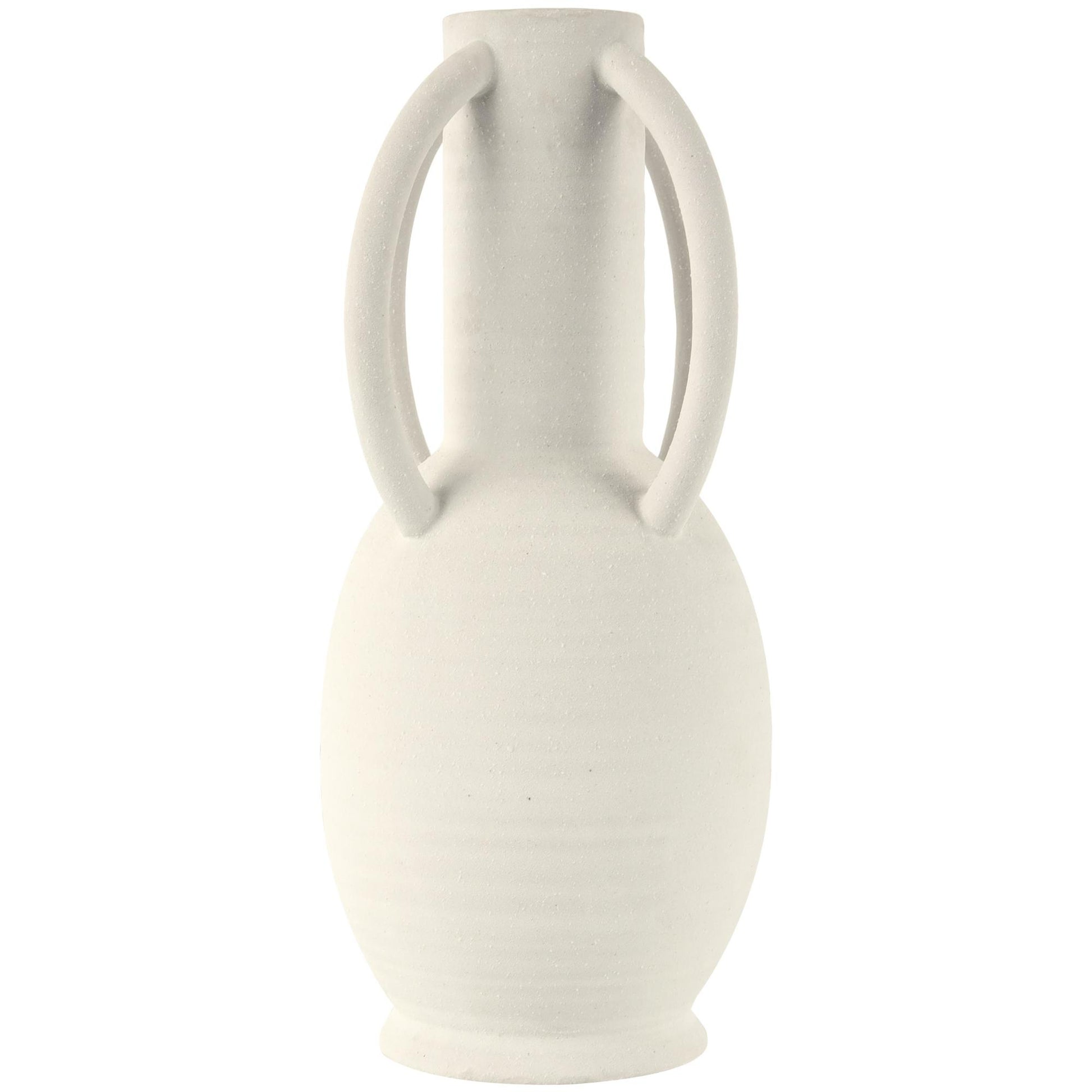 Ceramic Textured Decorative Vase with 4 Handles