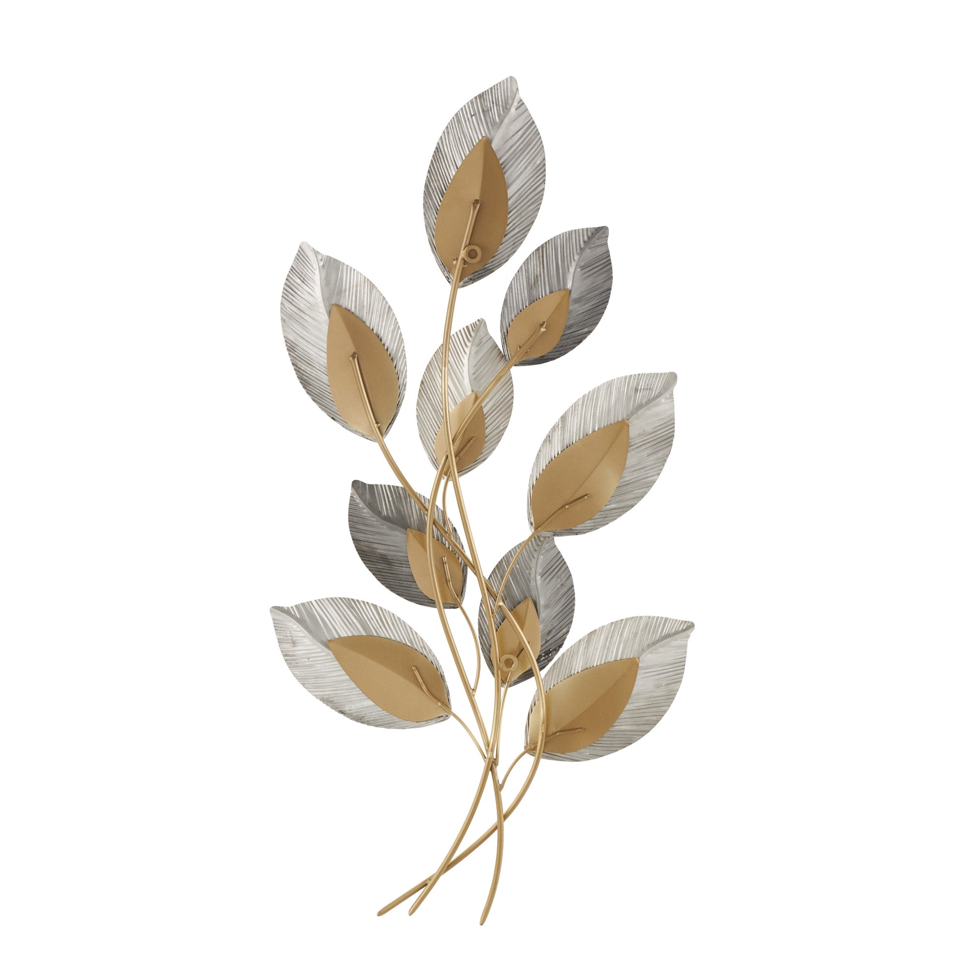 Leaf Gold Stainless Steel Metal Layered Home Wall Decor with Black Accents