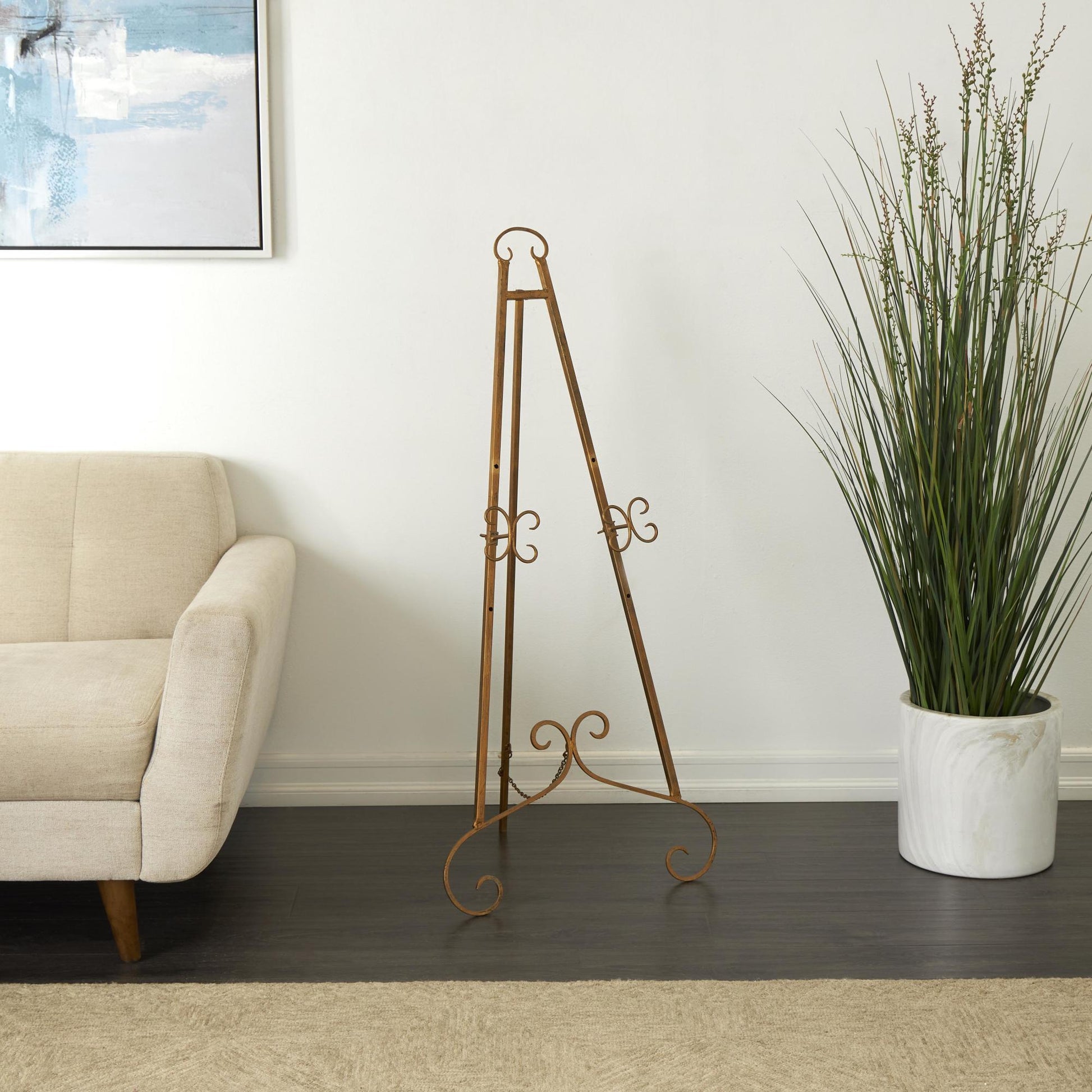 Scroll Metal Tall Adjustable Floor 3 Tier Display Easel