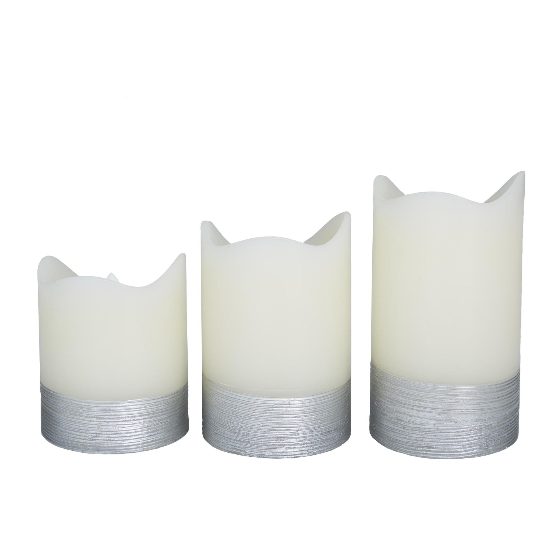Set of 3 Wax Indoor Outdoor Flameless Candle with Remote Control