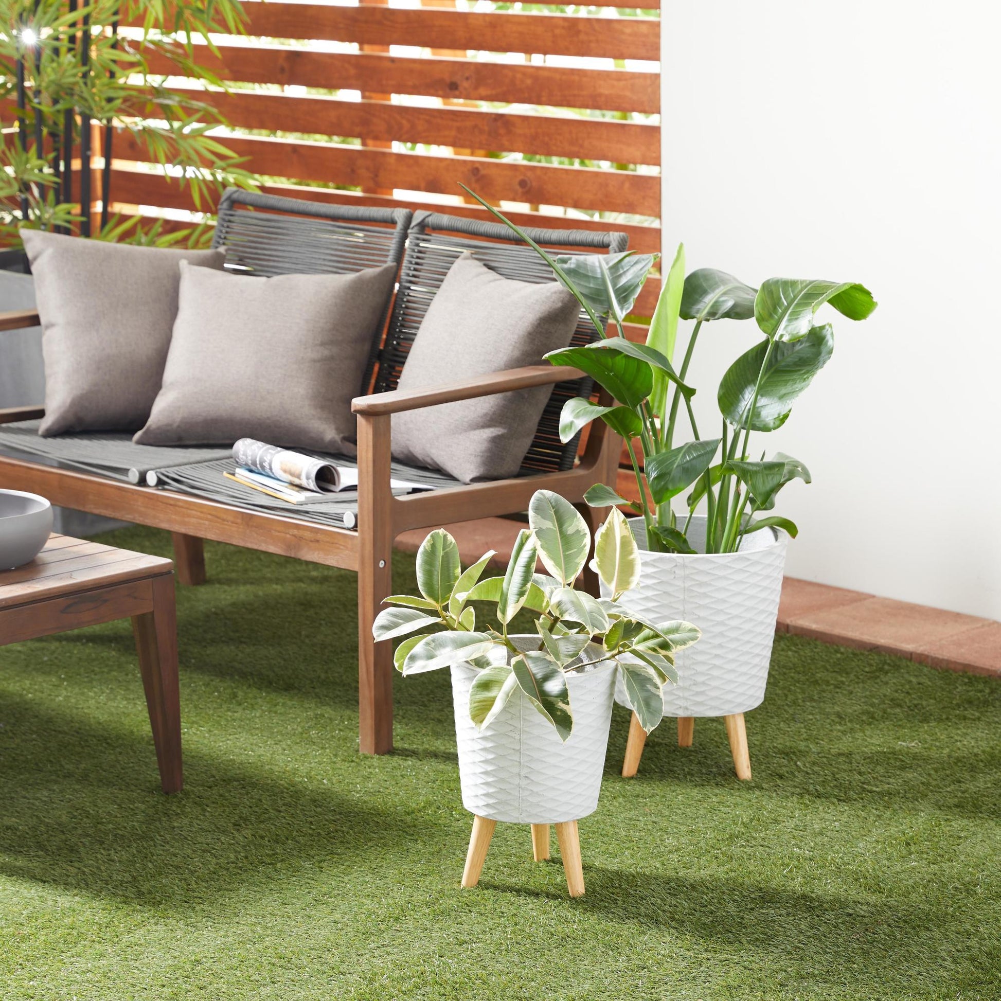 Set of 2 Gray Wood Indoor Outdoor Planter