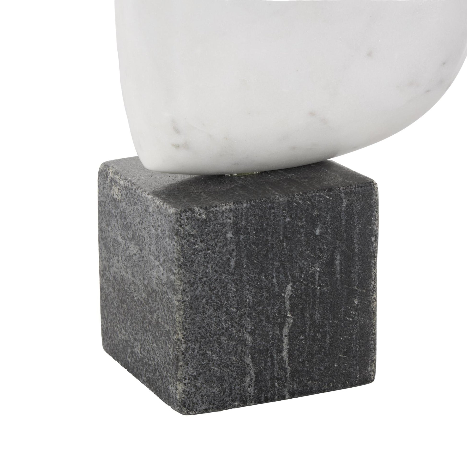 Heart White Marble Slanted Decorative Sculpture with Black Block Base