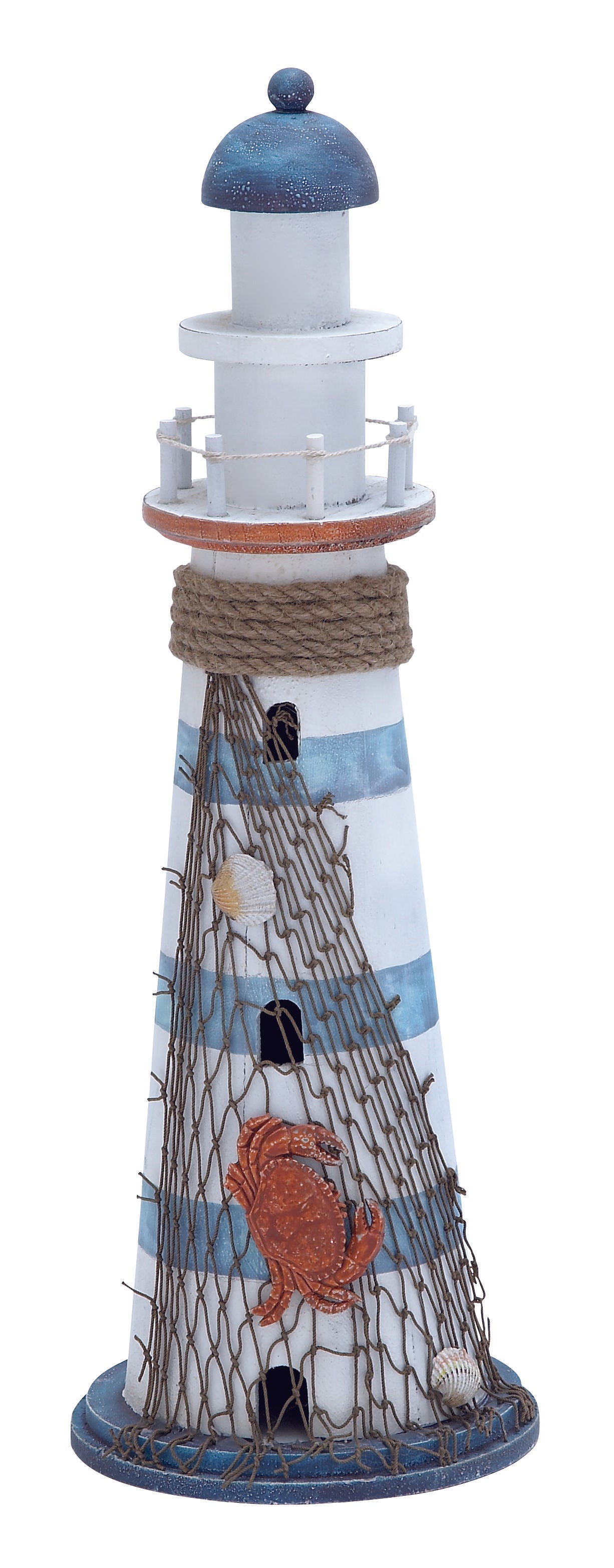Light House Blue Wood Decorative Sculpture with Netting