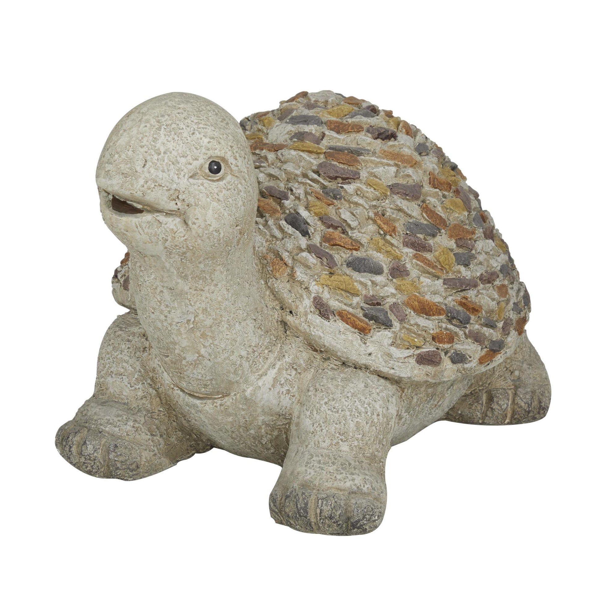Turtle White Polystone Indoor Outdoor Decorative Garden Sculpture with Stone Mosaic Design