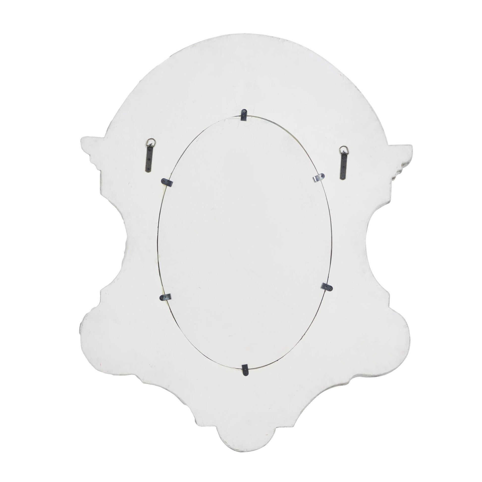 Scroll White Fiberglass Distressed Antique Arched Oval Room Wall Mirror