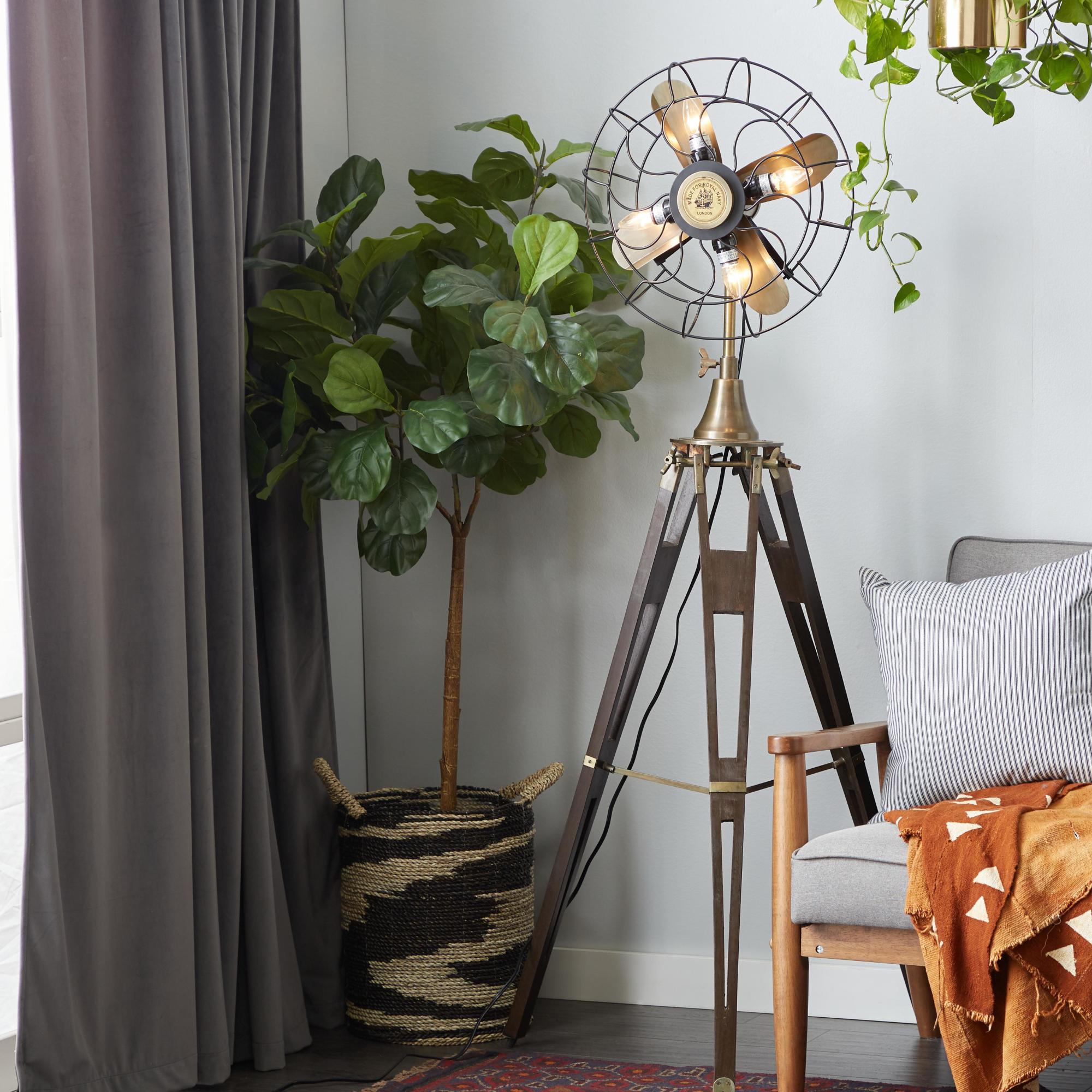 Fan Brown Aluminum Metal Vintage Room Floor Lamp