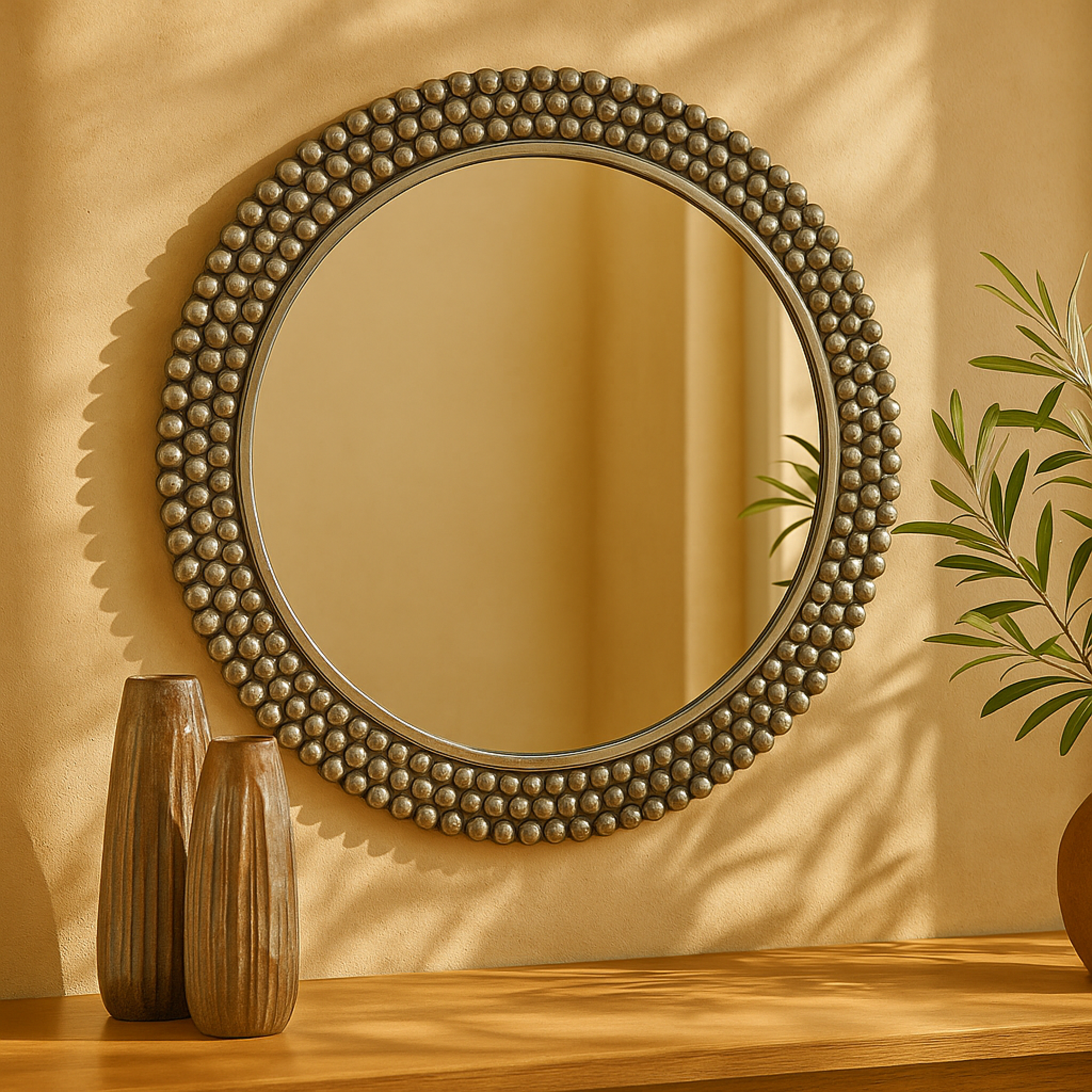 CosmoLiving by Cosmopolitan Metal Layered Beaded Room Wall Mirror