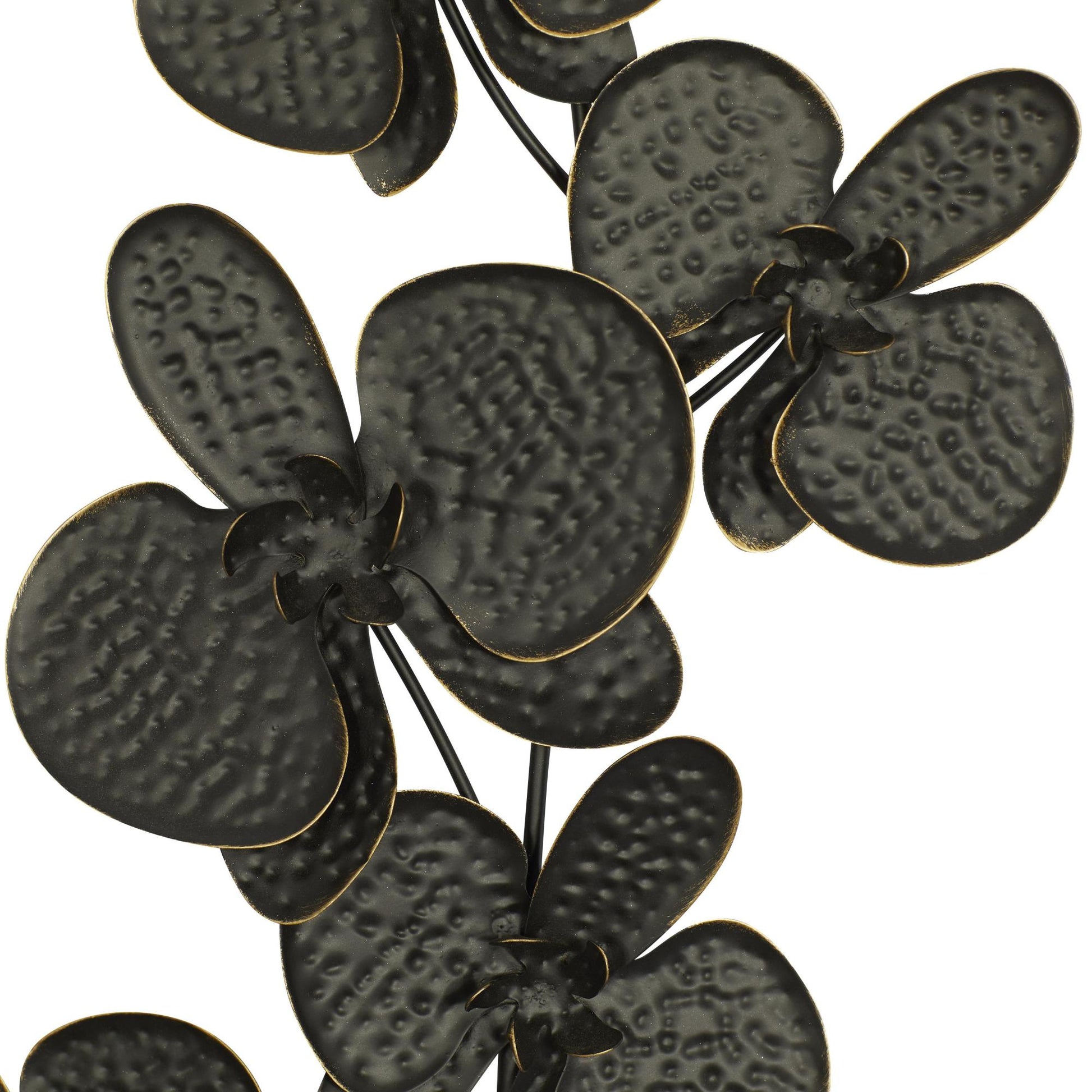 Set of 2 Floral Metal Orchid Home Wall Decor with Black Metal Stand