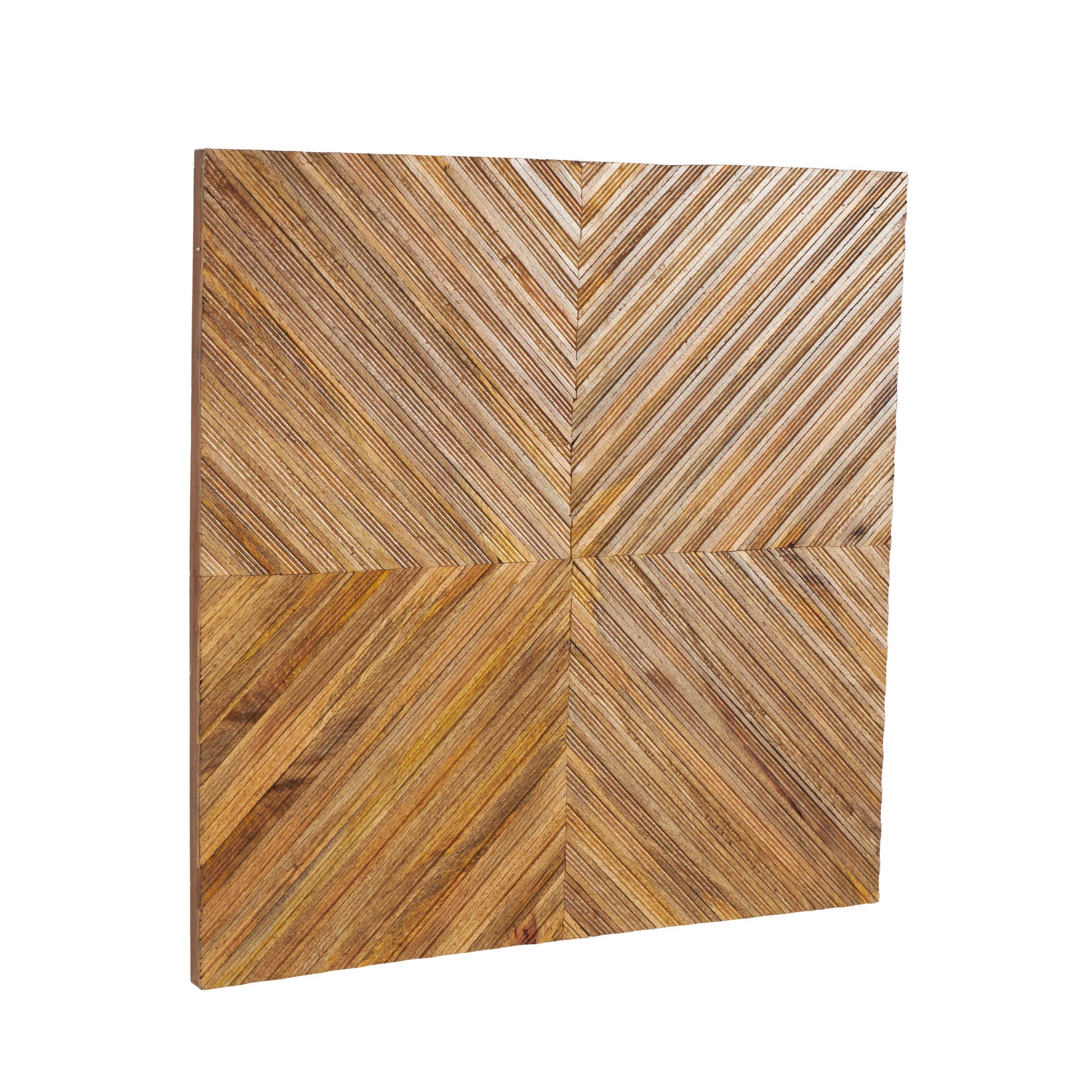 Abstract Brown Mango Wood Handmade Chevron Patterned Home Wall Decor
