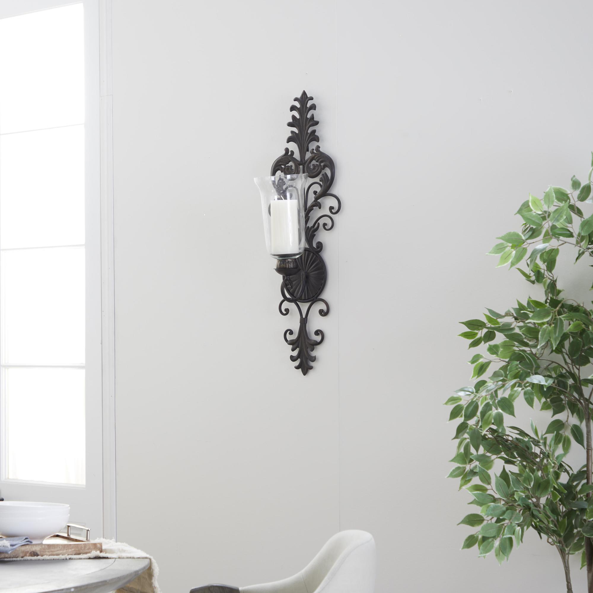 Scroll Bronze Metal Weathered Indoor Outdoor Wall Sconce