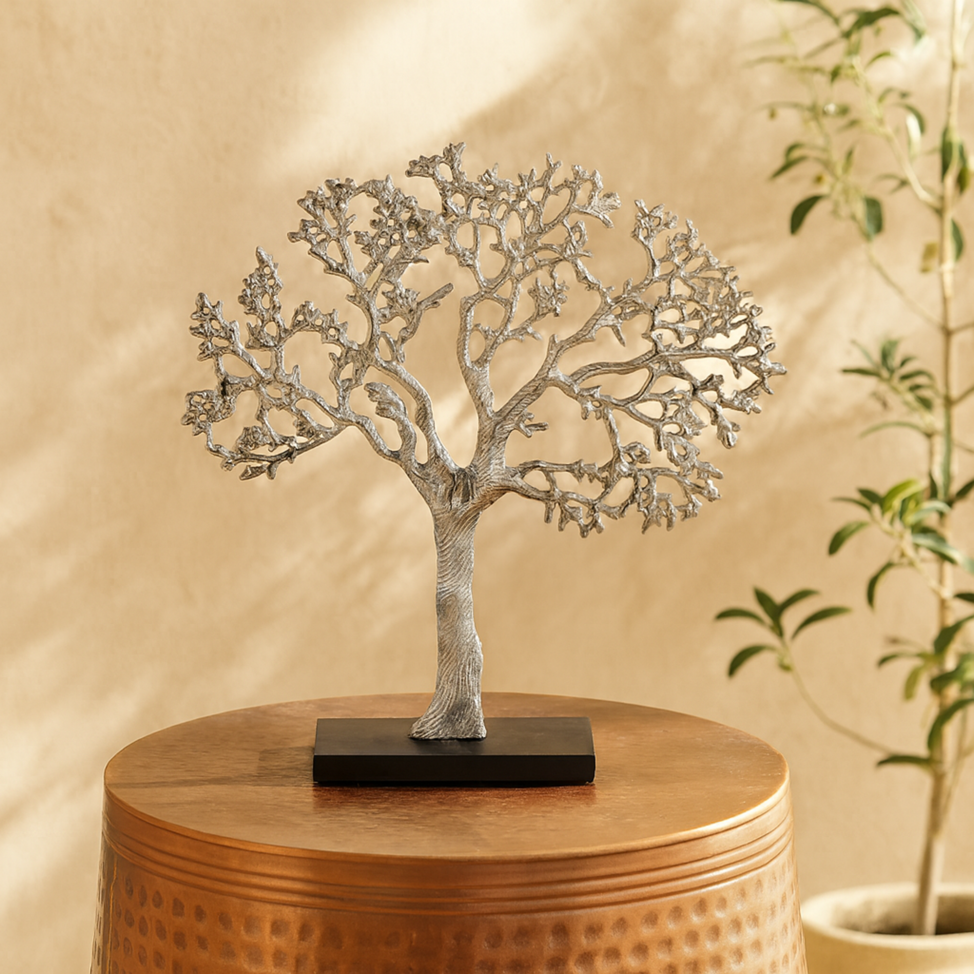 Tree Silver Aluminum Metal Decorative Sculpture