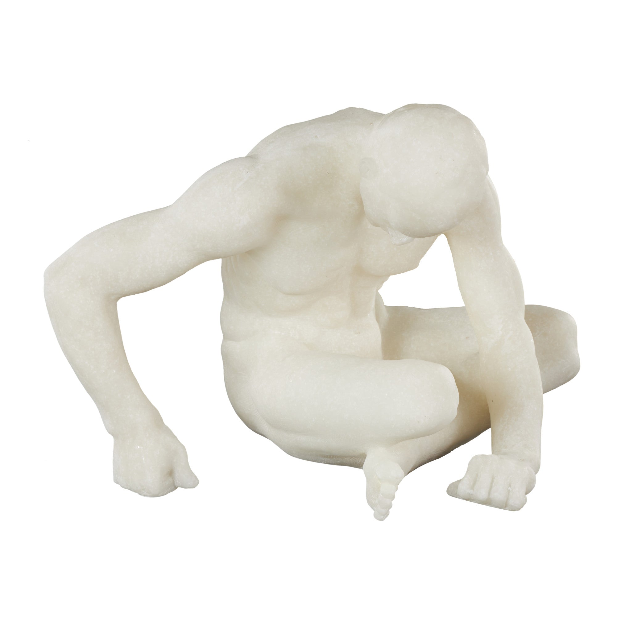 People White Polystone Sitting Decorative Sculpture with Shimmer